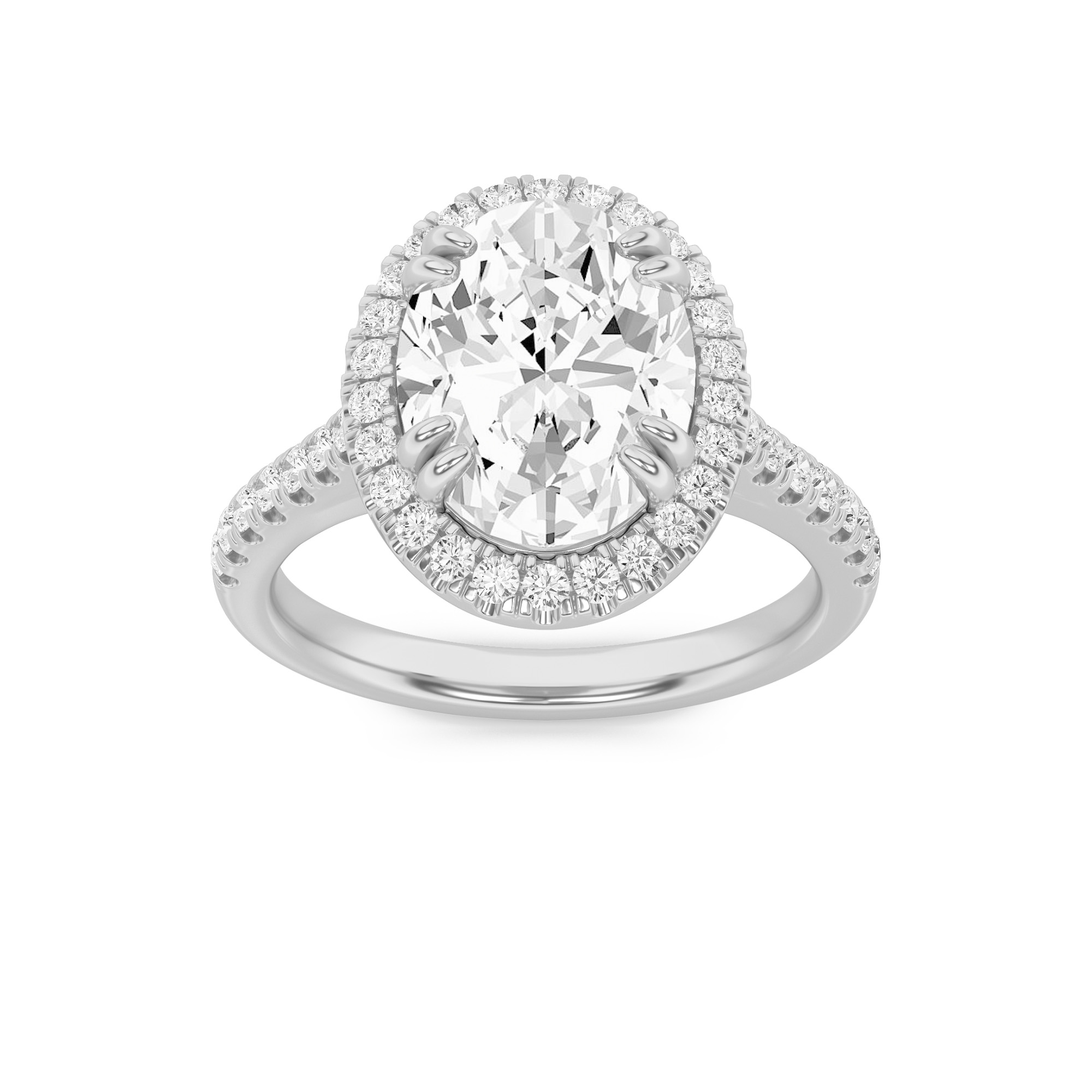2.5Cttw Oval Shaped Lab Grown Diamond (F/VS) Halo Accented Engagement Ring in 14K Gold