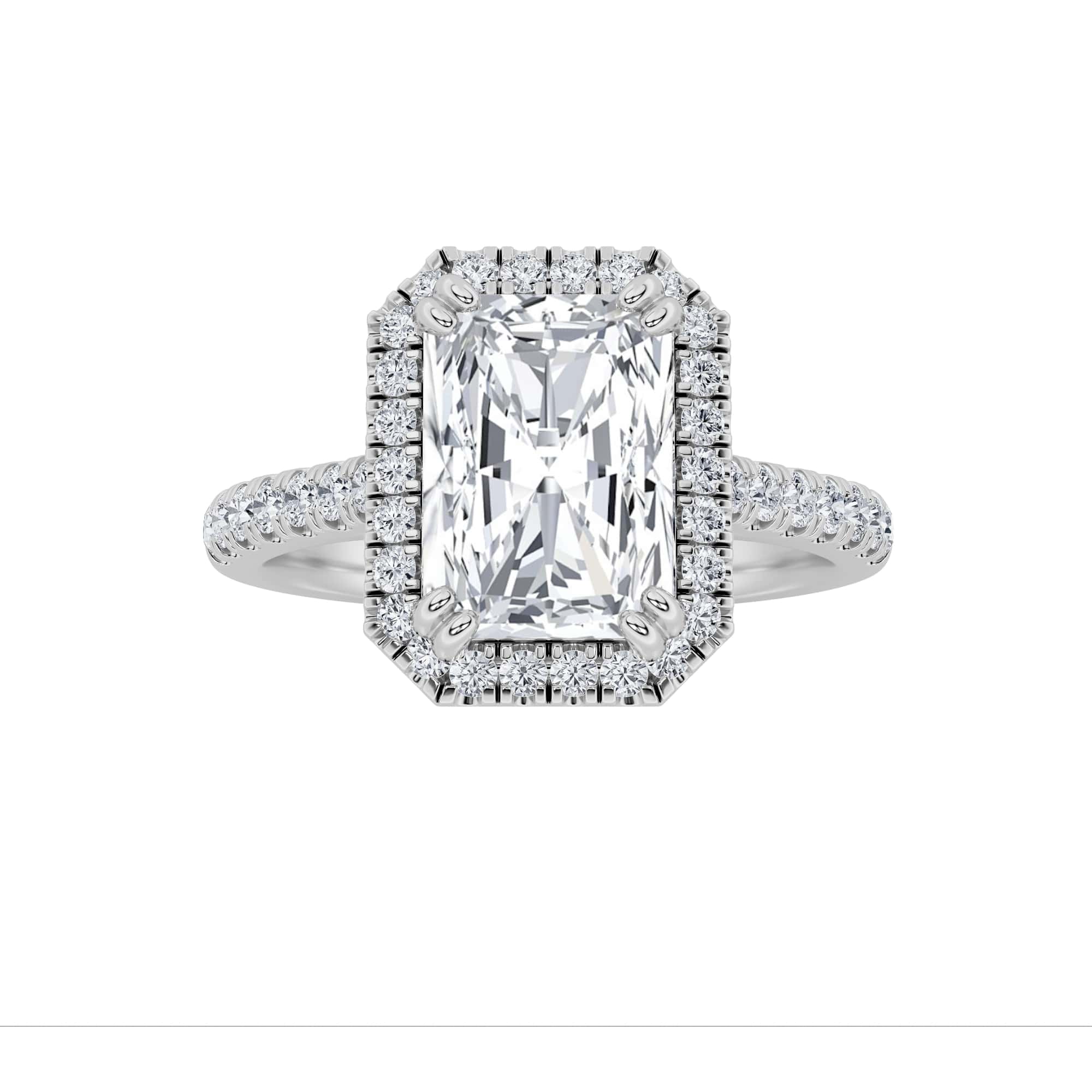 3Cttw Radiant Shaped Lab Grown Diamond (F/VS)  Ring in 14K Gold