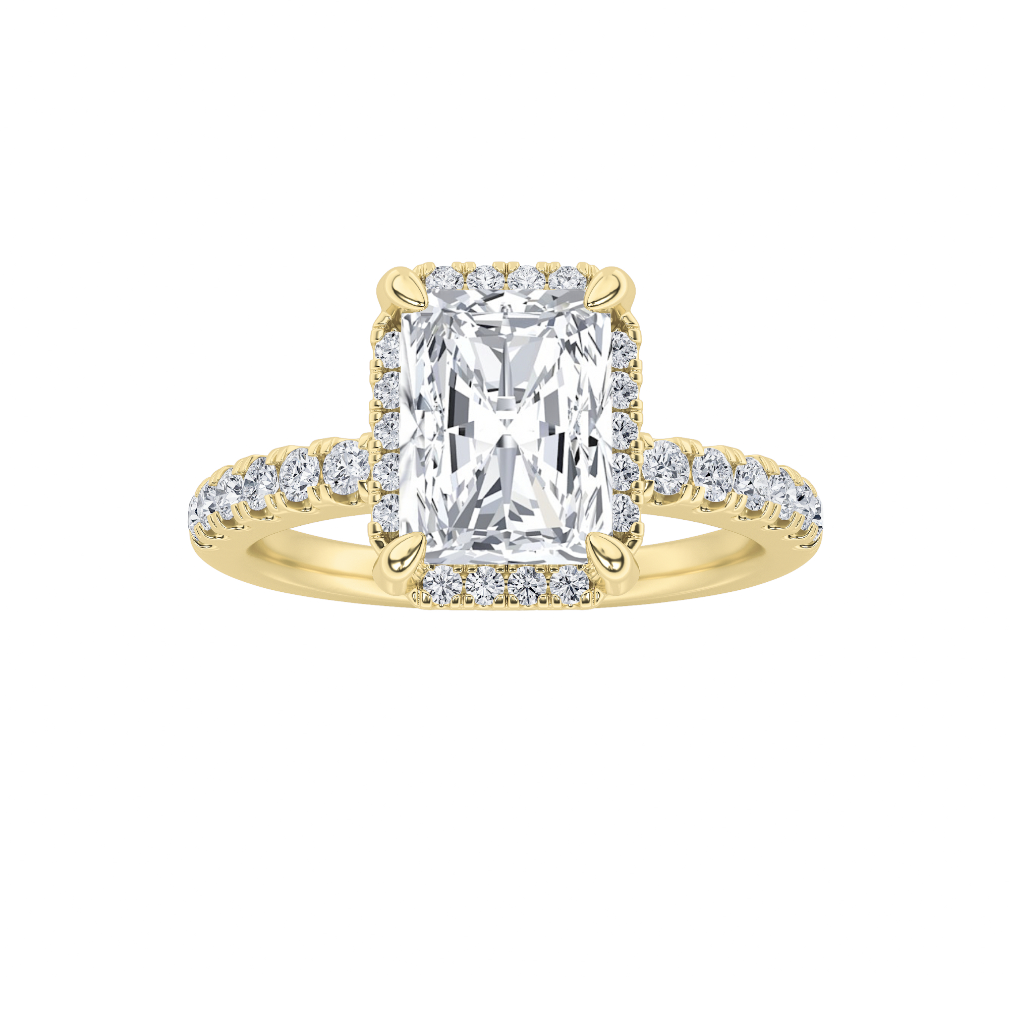 2Cttw Radiant Shaped Lab Grown Diamond (F/VS)  Ring in 14K Gold