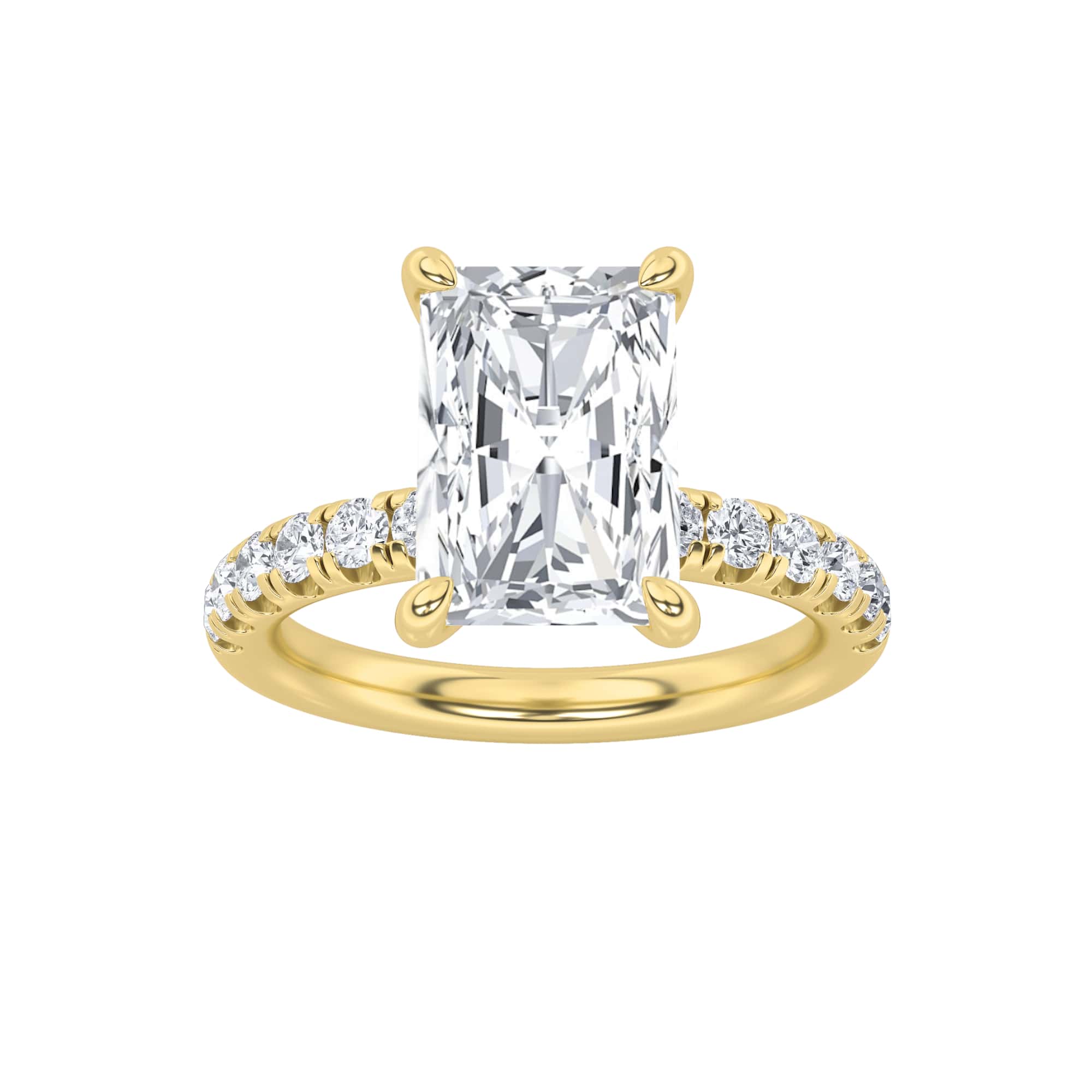 2Cttw Radiant Shaped Lab Grown Diamond (F/VS) Hidden Halo Accented Ring in 14K Gold