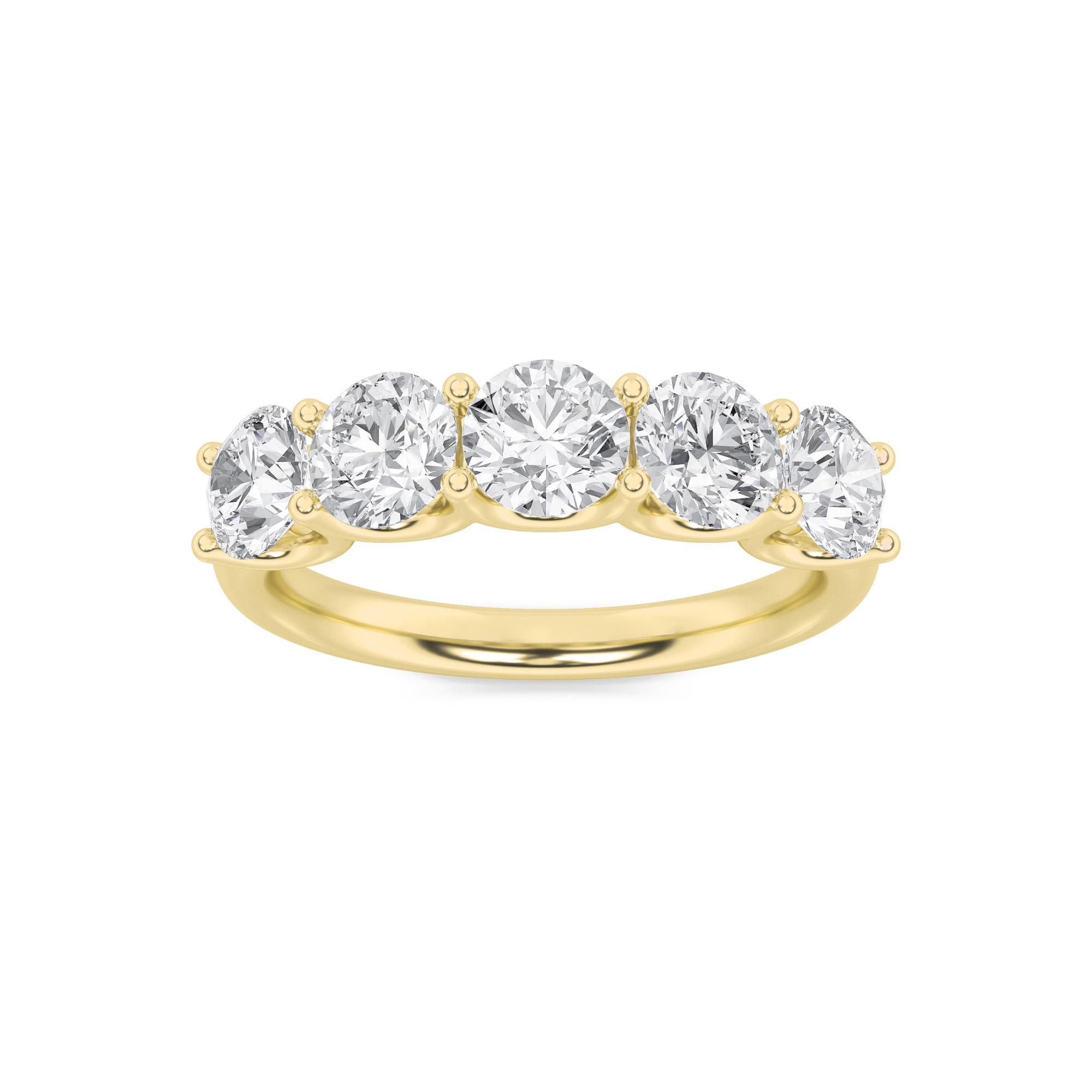 2Cttw Round Shaped Lab Grown Diamond (F/VS) Five Stone Band Ring in 14K Gold