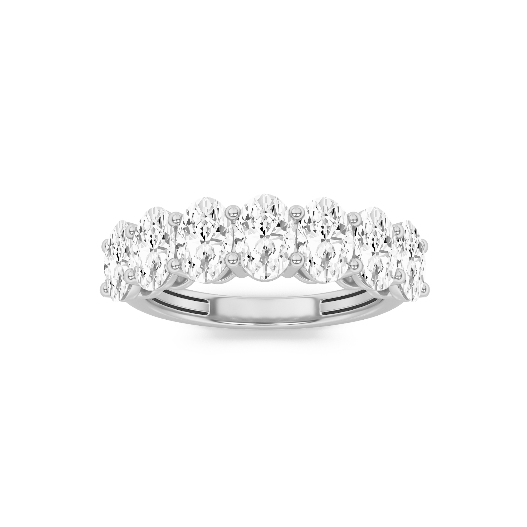 2Cttw Oval Shaped Lab Grown Diamond (F/VS) Seven Stone Band Ring in 14K Gold