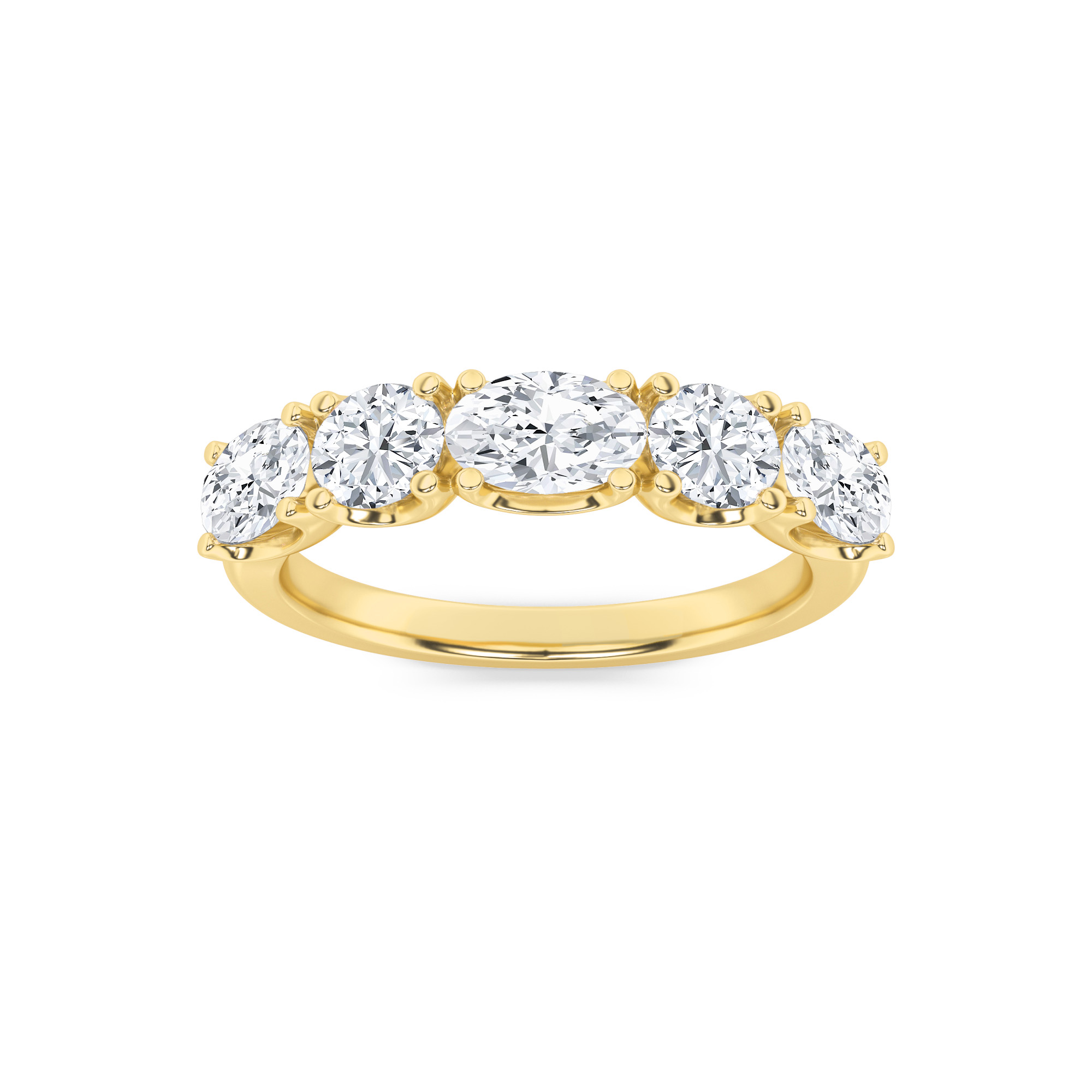 2Cttw Oval Shaped Lab Grown Diamond (F/VS) Five Stone Band Ring in 14K Gold