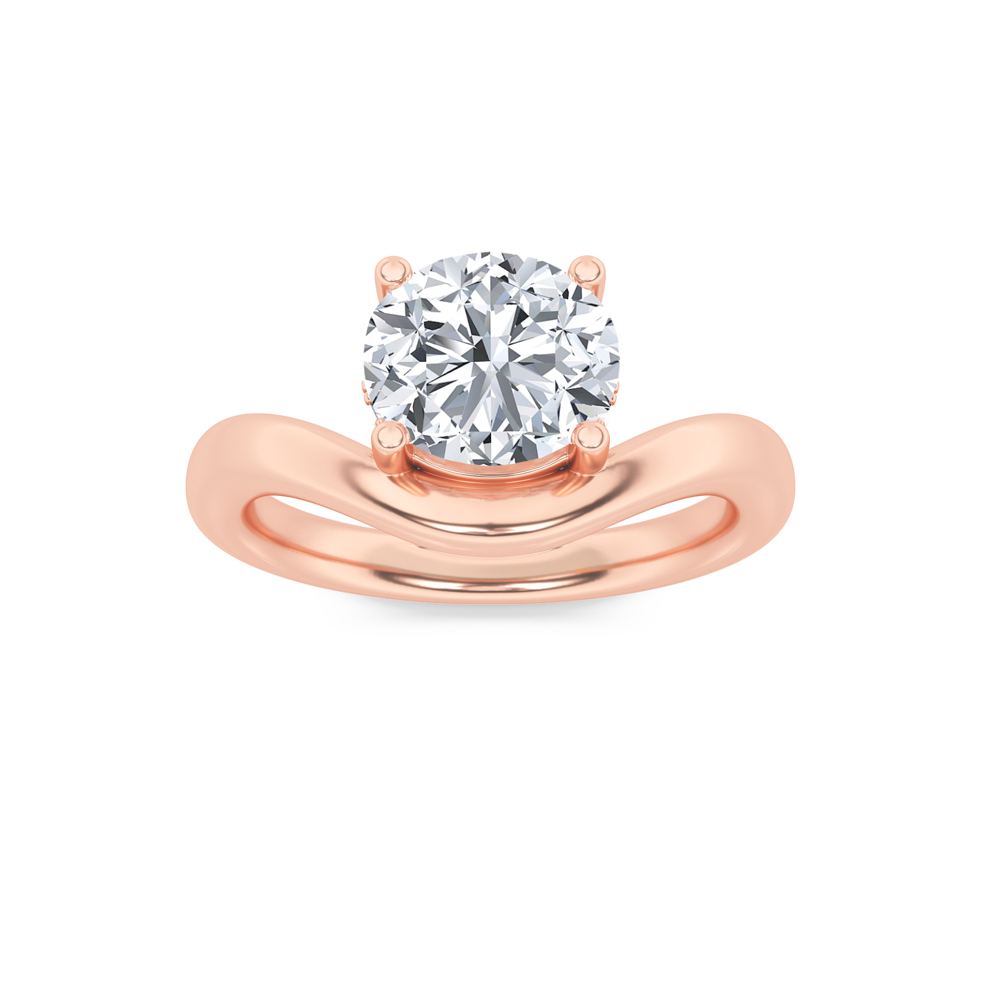 2Cttw Round Shaped Lab Grown Diamond (F/VS) Accented Solitaire Fancy Engagement Ring in 14K Gold