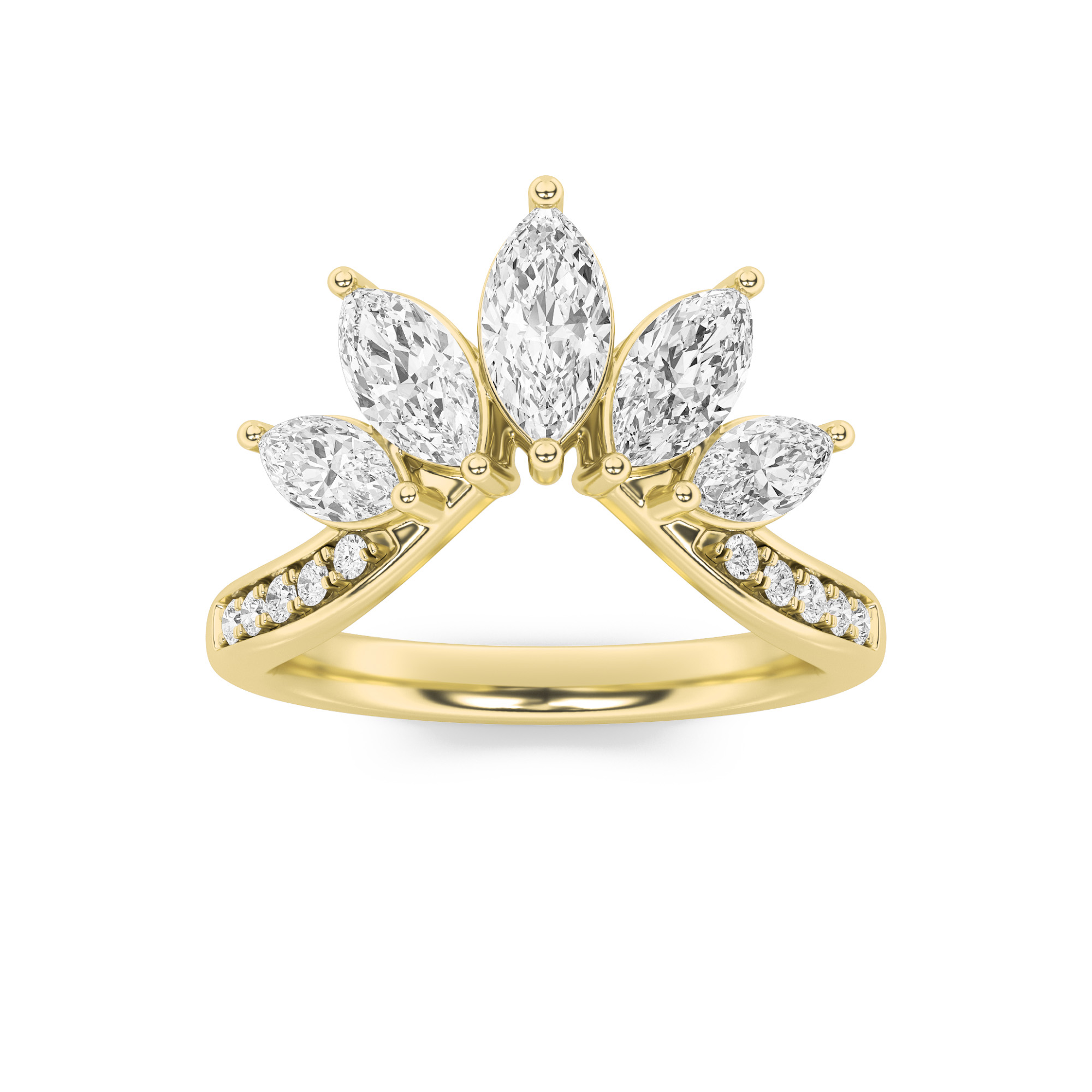 1.5Cttw Marquise Shaped Lab Grown Diamond (F/VS) Fancy Contour Ring in 14K Gold