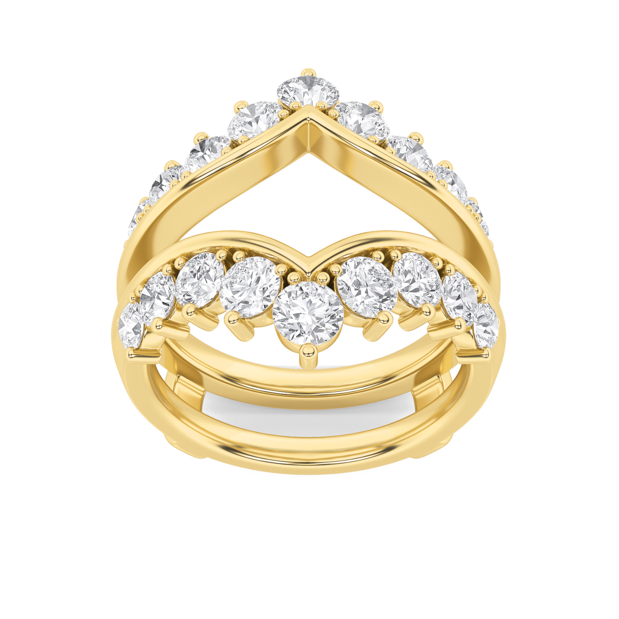 2Cttw Round Shaped Lab Grown Diamond (F/VS) Insert Jacket Ring in 14K Gold