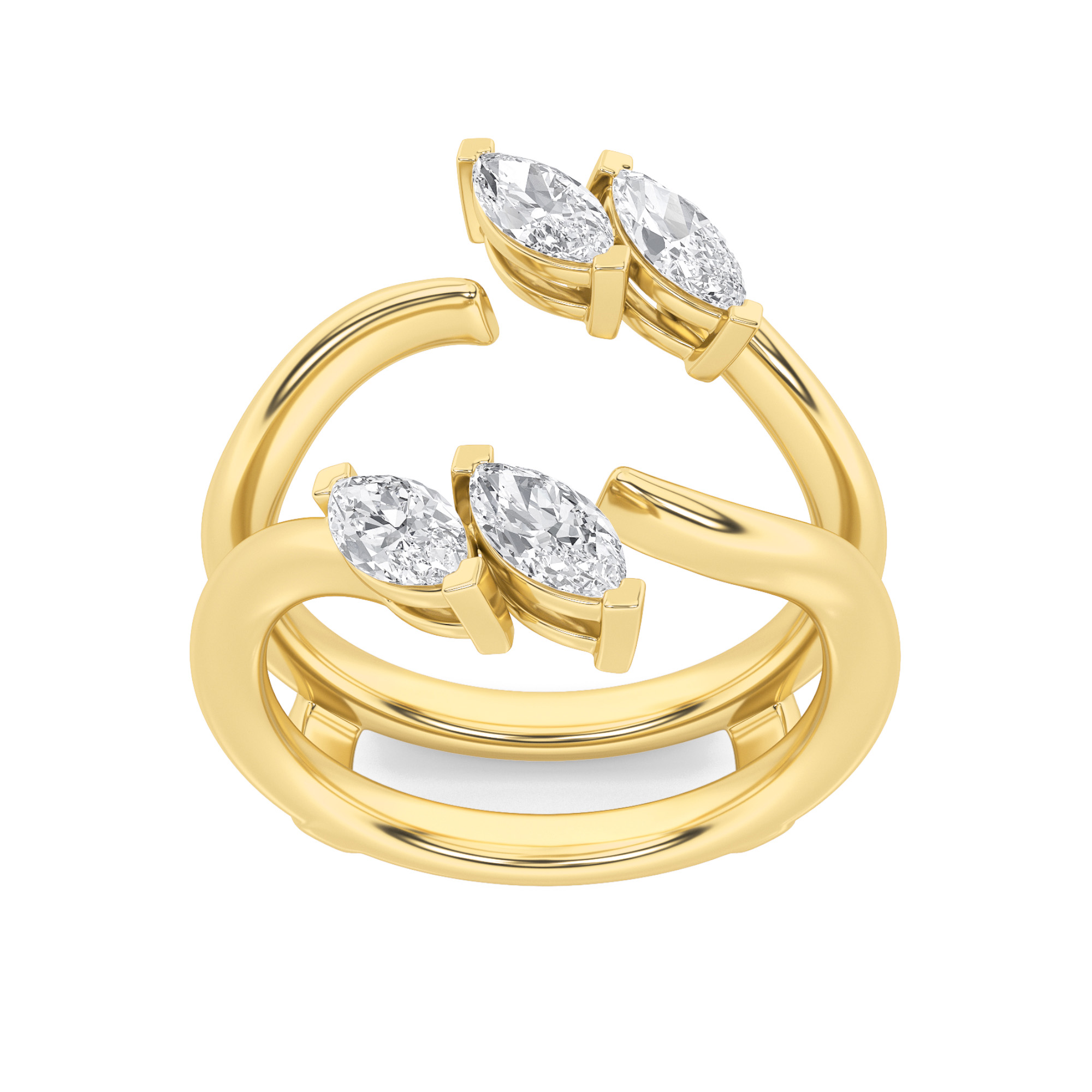 1Cttw Marquise Shaped Lab Grown Diamond (F/VS) Insert Jacket Ring in 14K Gold