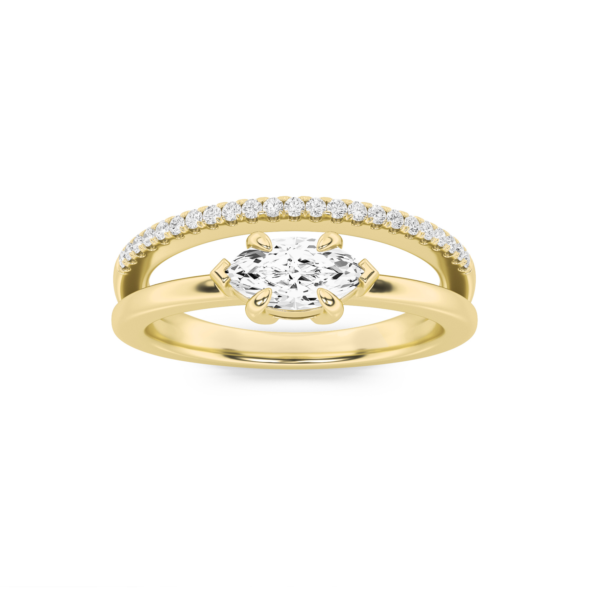 0.5Cttw Marquise Shaped Lab Grown Diamond (F/VS) Fashion Ring in 14K Gold
