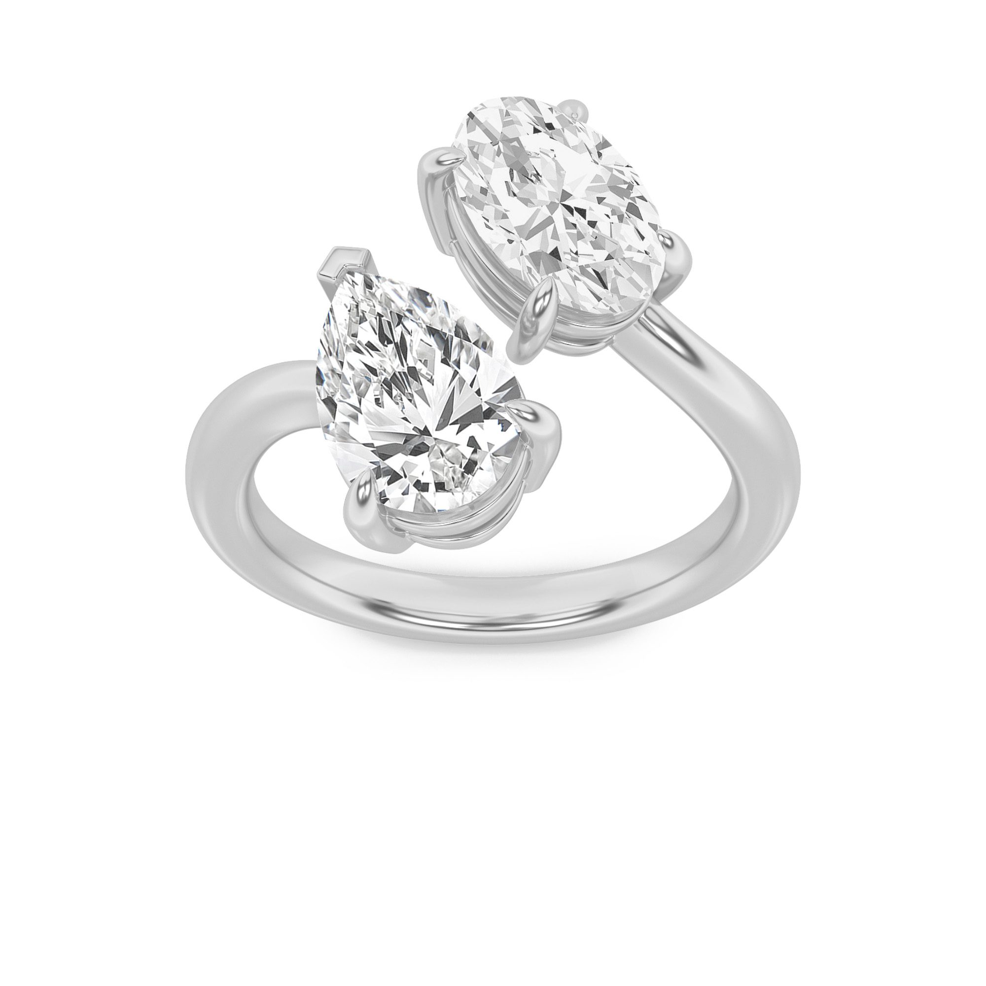 3Cttw Oval Shaped Lab Grown Diamond (F/VS) Toi et Moi Fashiion Ring in 14K Gold