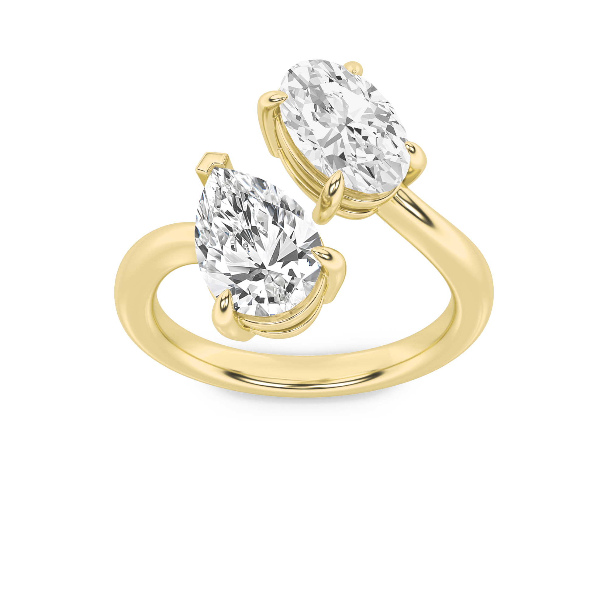 3Cttw Oval Shaped Lab Grown Diamond (F/VS) Toi et Moi Fashiion Ring in 14K Gold