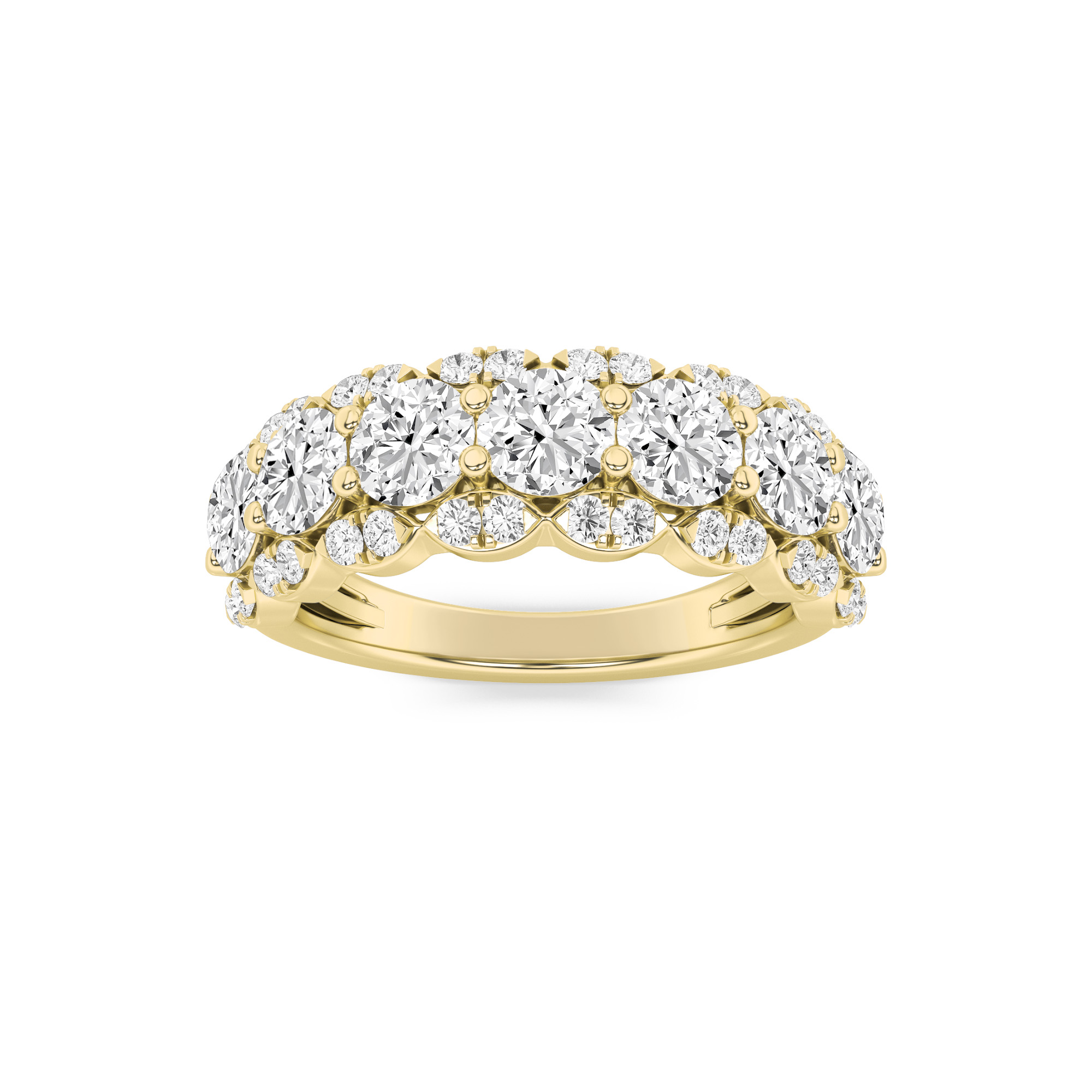 2Cttw Round Shaped Lab Grown Diamond (F/VS) Multi Stone Band Ring in 14K Gold