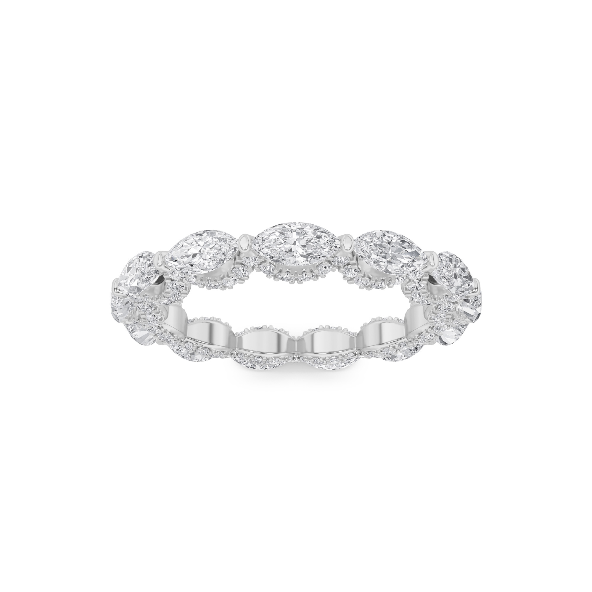 2.5Cttw Marquise Shaped Lab Grown Diamond (F/VS) Eternity Band Ring in 14K Gold