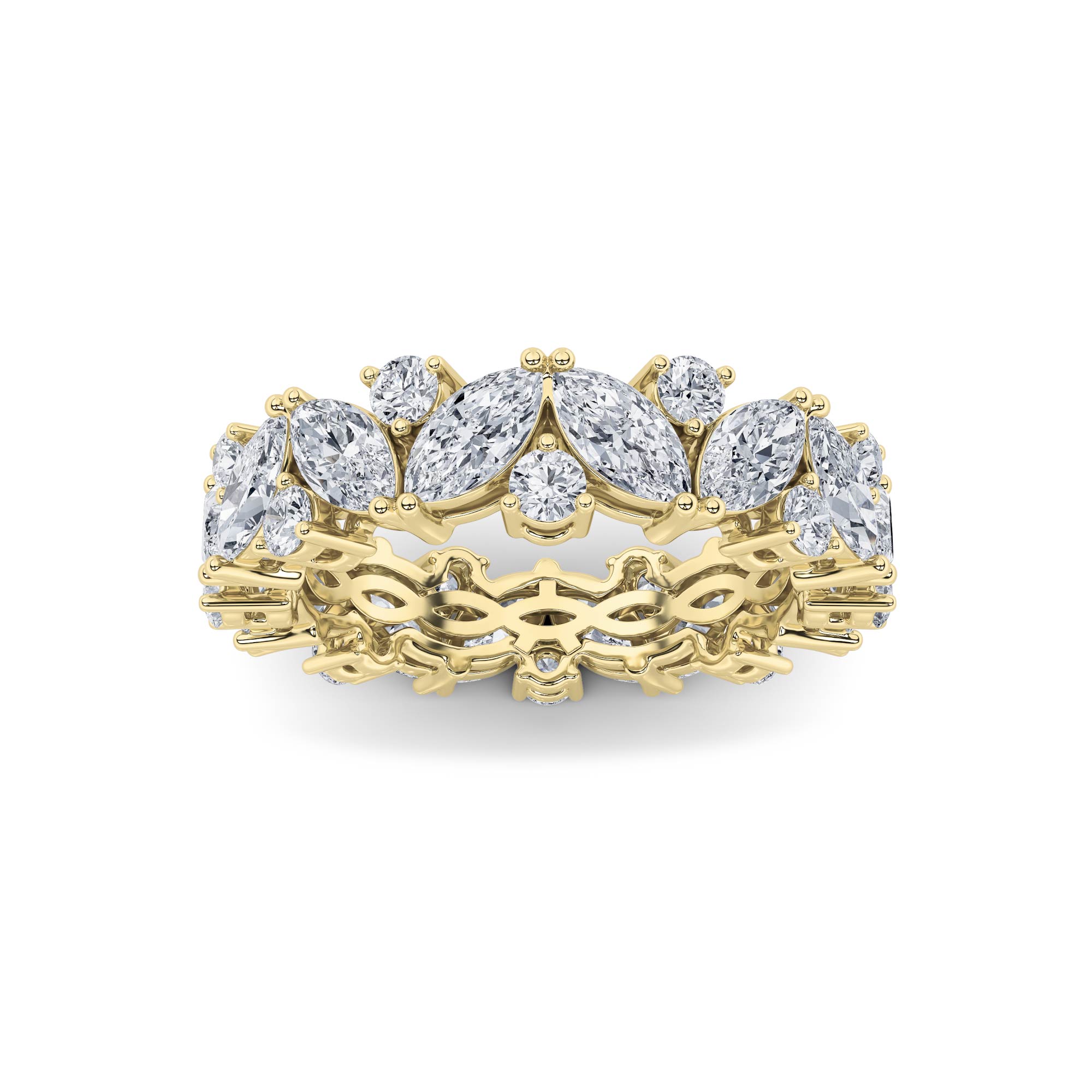 3Cttw Marquise Shaped Lab Grown Diamond (F/VS) Eternity Band Ring in 14K Gold