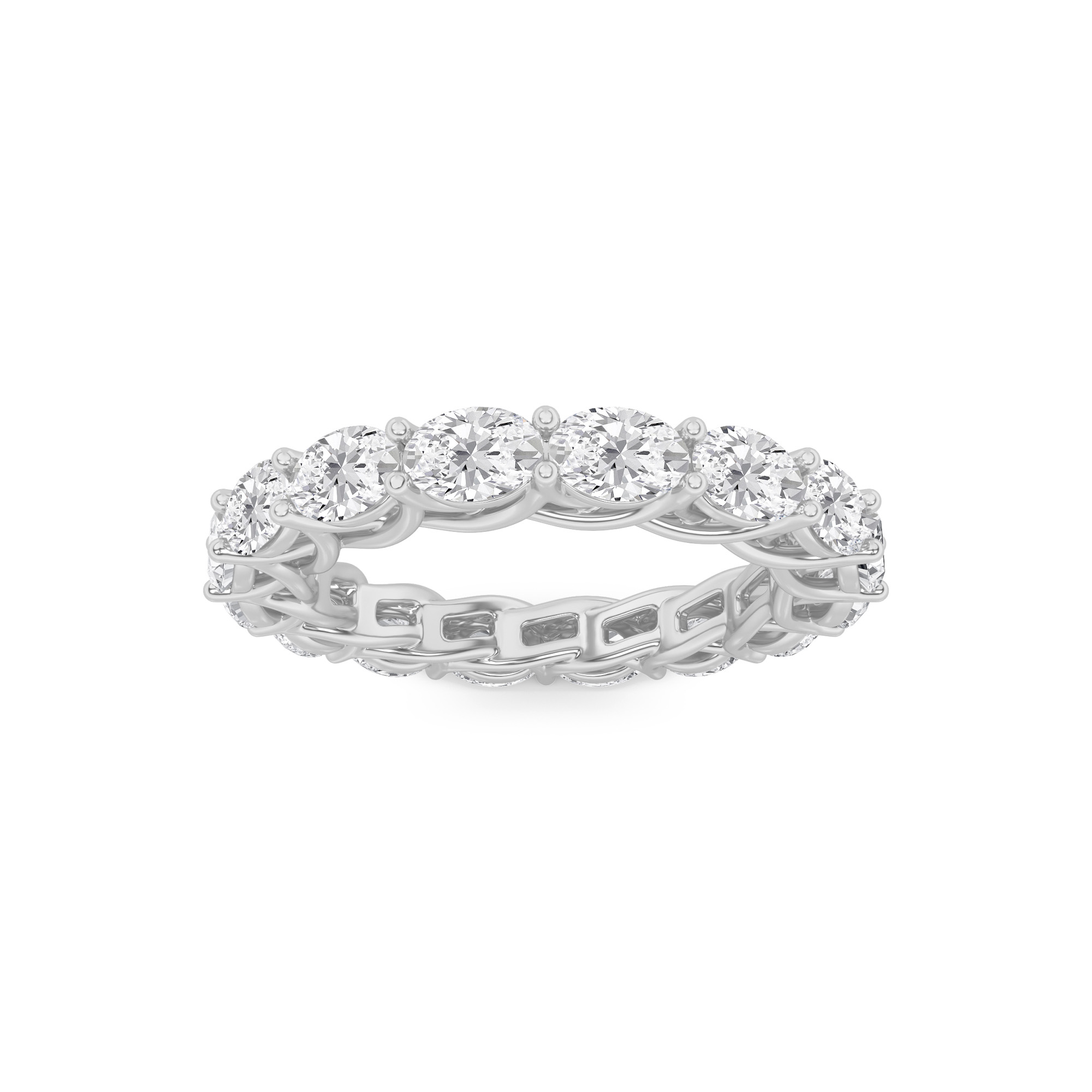 3Cttw Oval Shaped Lab Grown Diamond (F/VS) Eternity Band Ring in 14K Gold