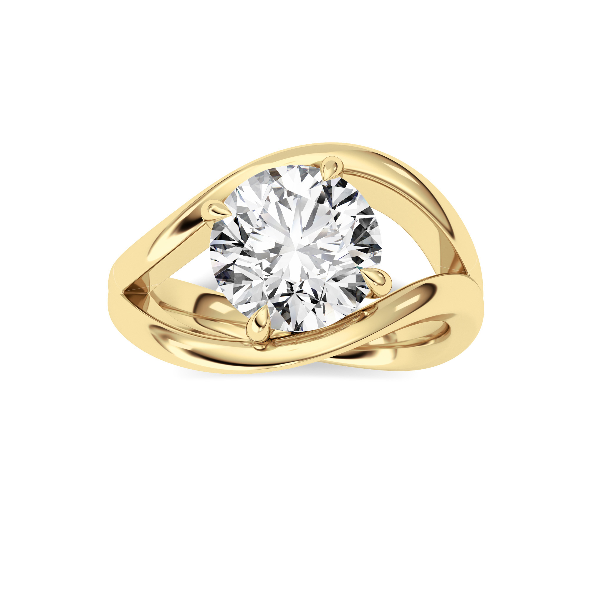 2Cttw Round Shaped Lab Grown Diamond (F/VS) East West Solitaire Ring in 14K Gold