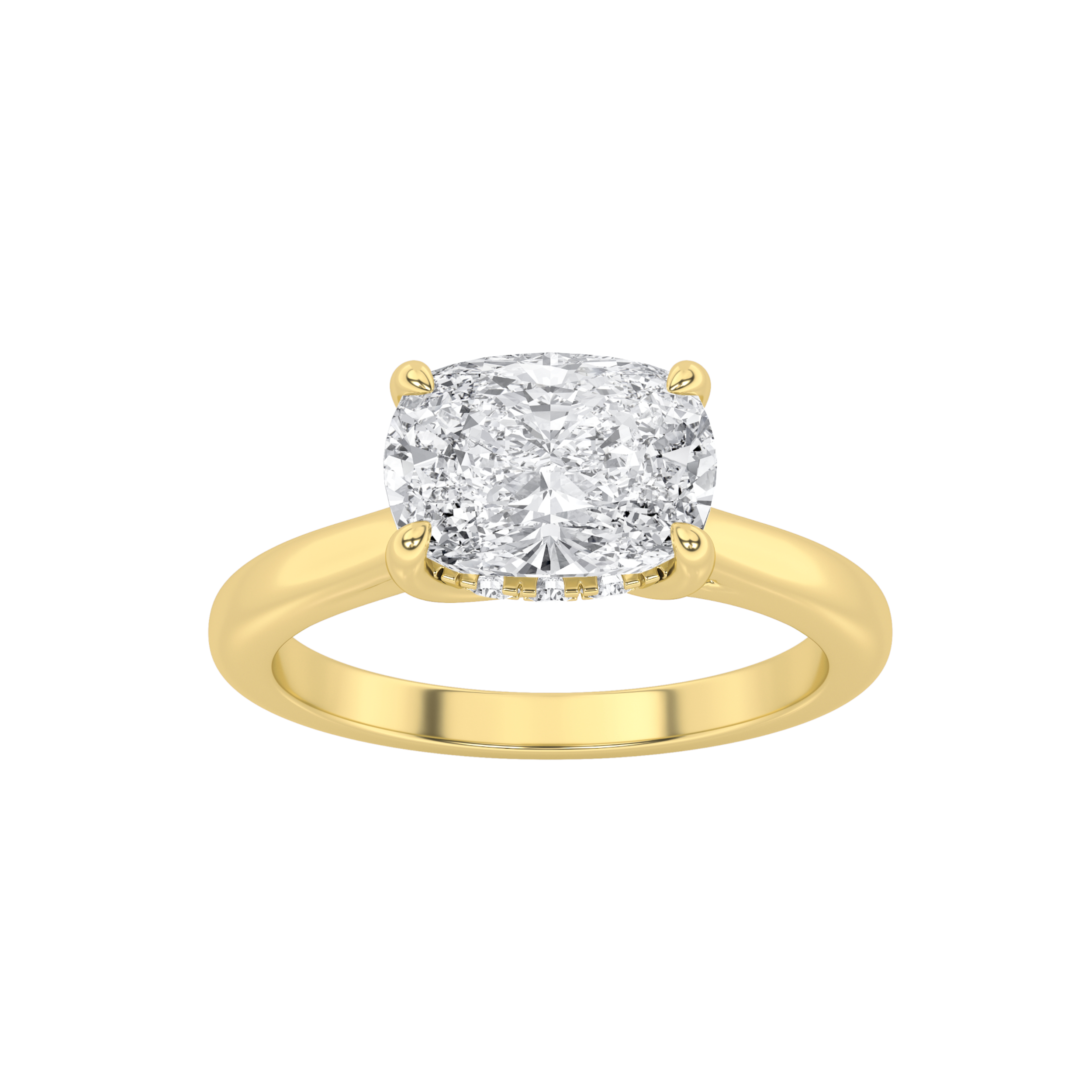1.5Cttw Elongated Cushion Shaped Lab Grown Diamond (F/VS) East West Solitaire Ring in 14K Gold