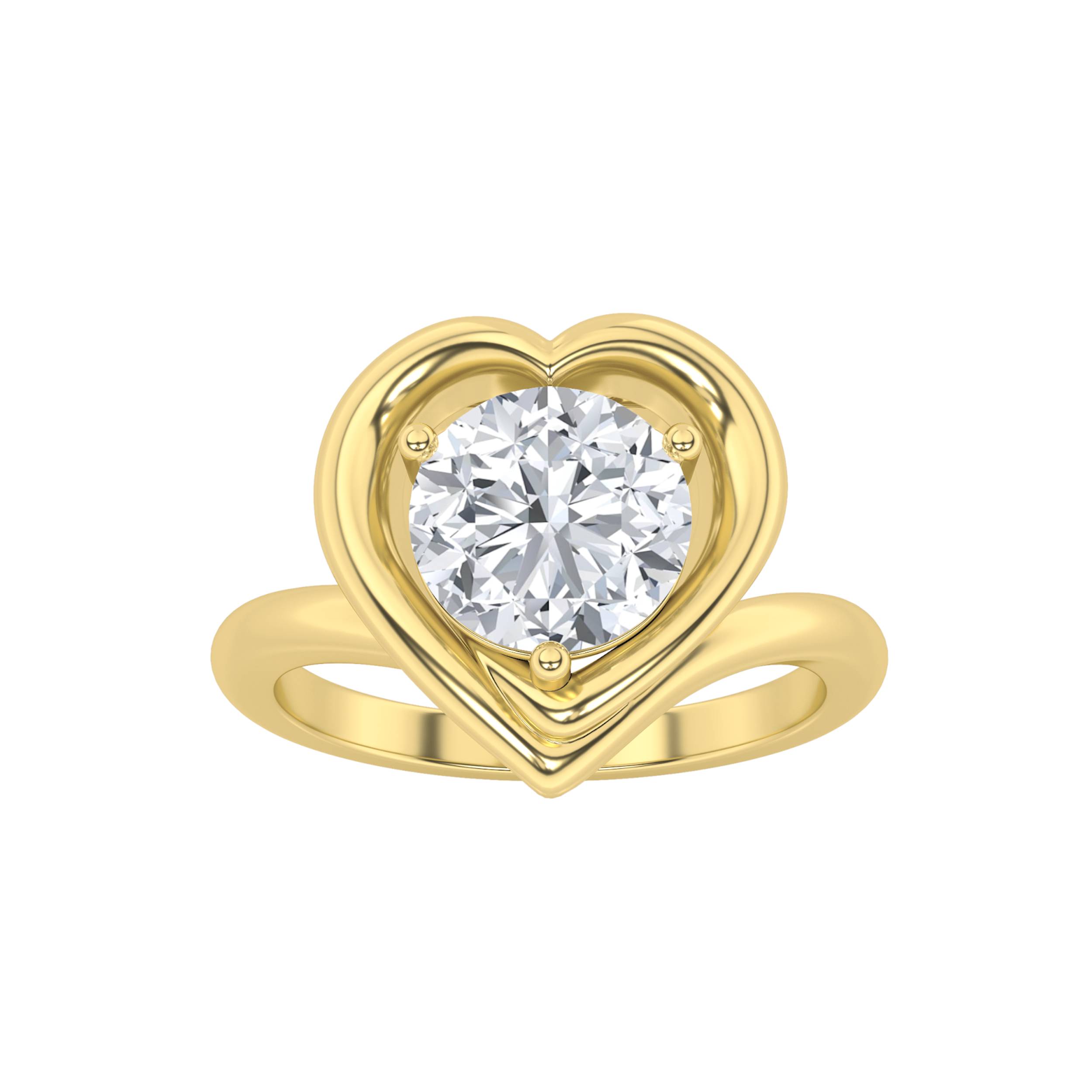 1.5Cttw Round Shaped Lab Grown Diamond (F/VS) Solitaire Engagement Ring in 14K Gold
