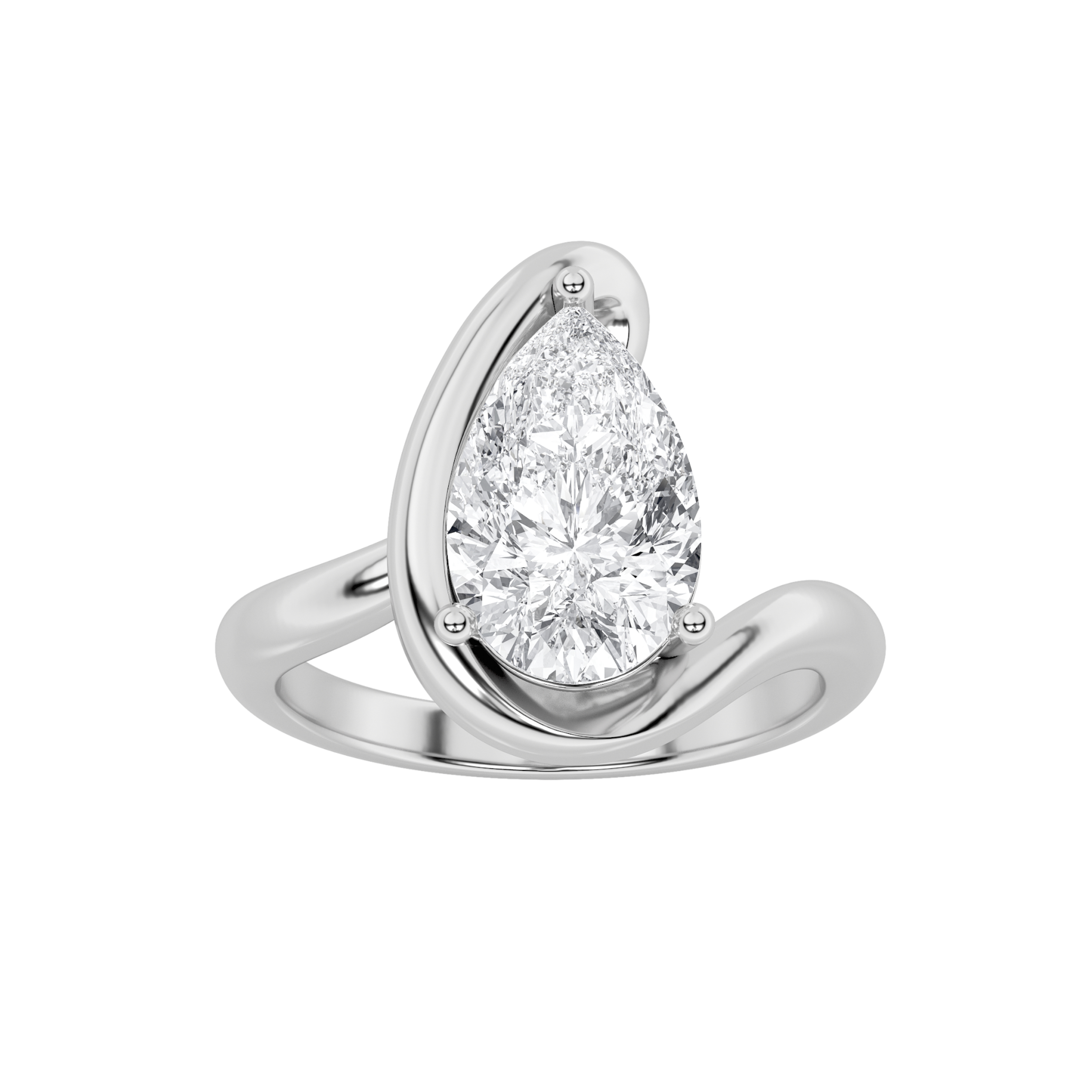 2Cttw Pear Shaped Lab Grown Diamond (F/VS) Solitaire Engagement Ring in 14K Gold