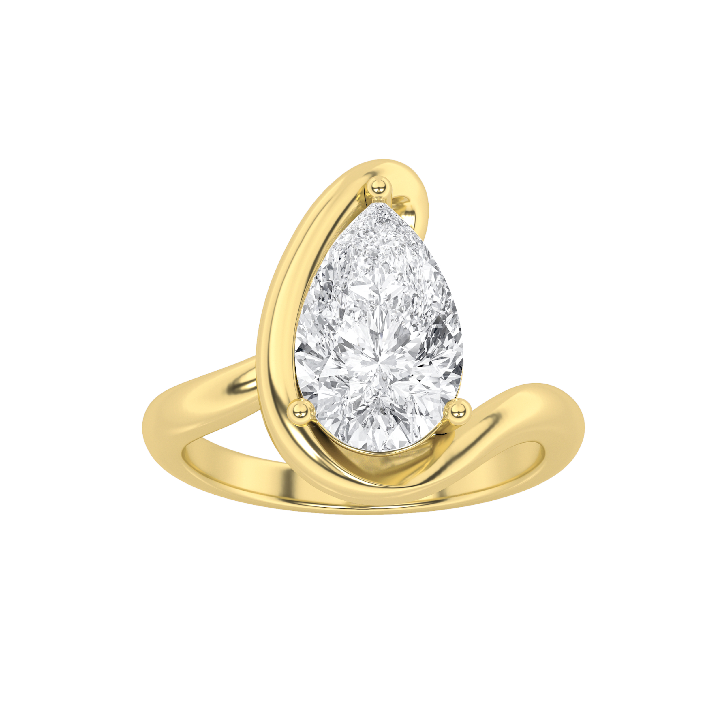 2Cttw Pear Shaped Lab Grown Diamond (F/VS) Solitaire Engagement Ring in 14K Gold