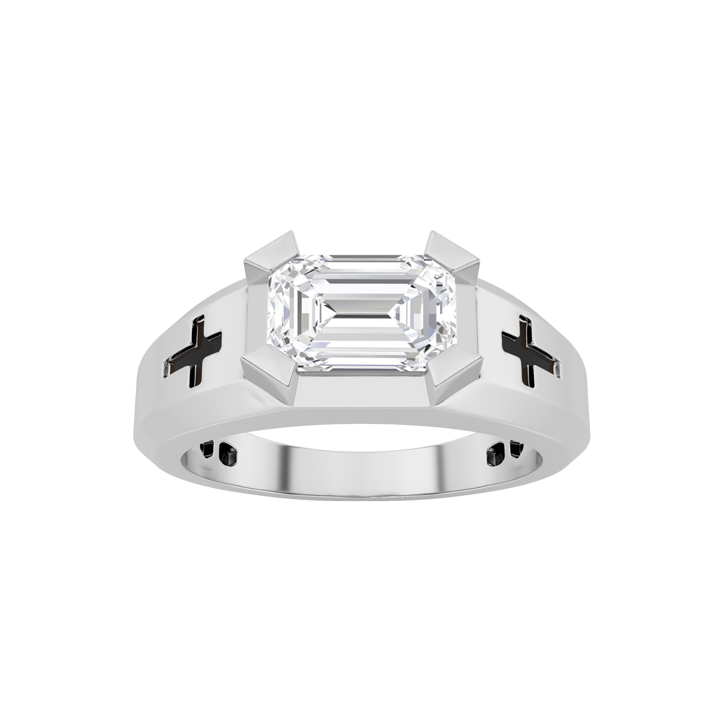 2Cttw Emerald Shaped Lab Grown Diamond (F/VS) Mens Ring in 14K Gold