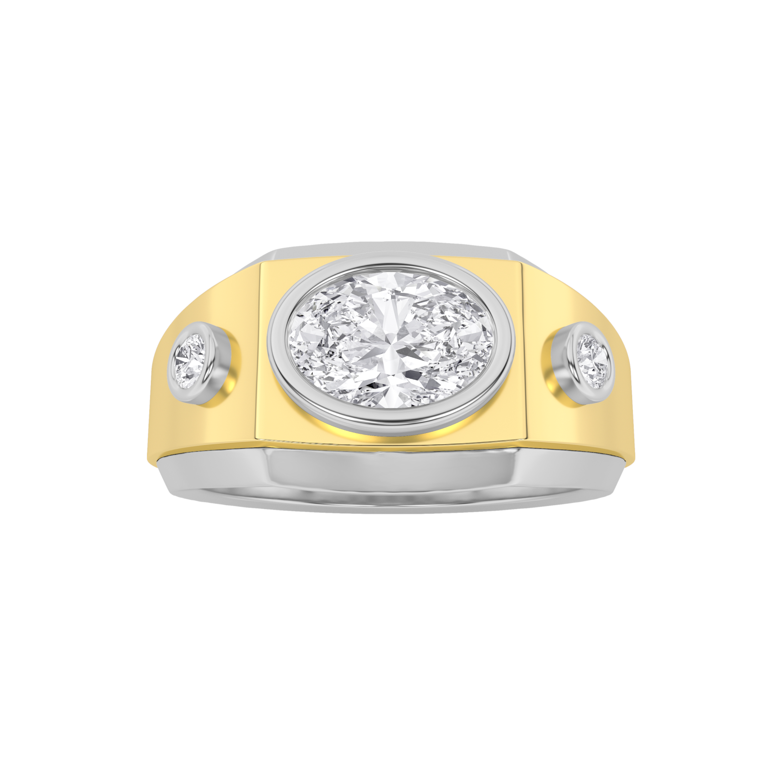 1.5Cttw Oval Shaped Lab Grown Diamond (F/VS) Mens Ring in 14K Gold