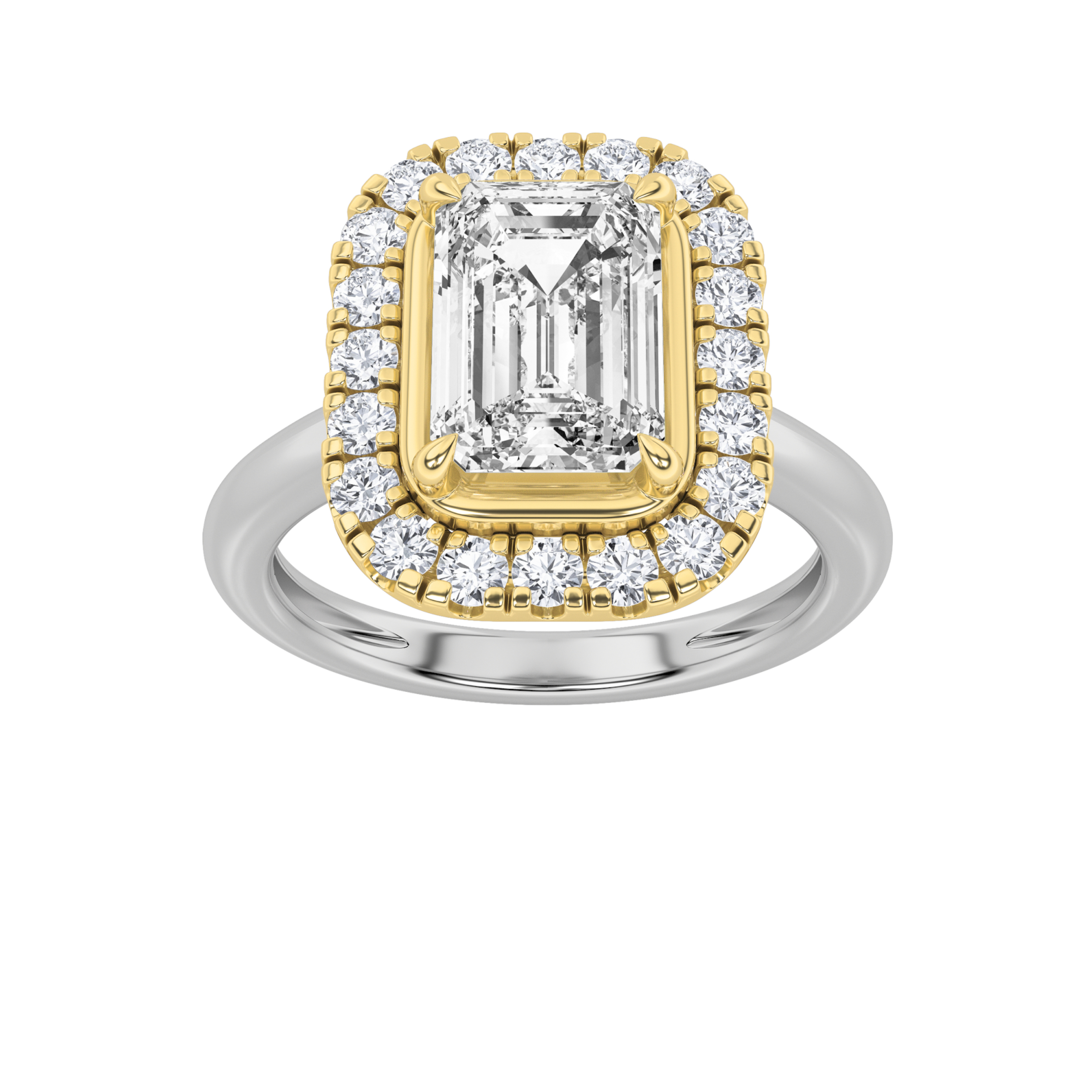 2.5Cttw Emerald Shaped Lab Grown Diamond (F/VS)  Ring in 14K Gold