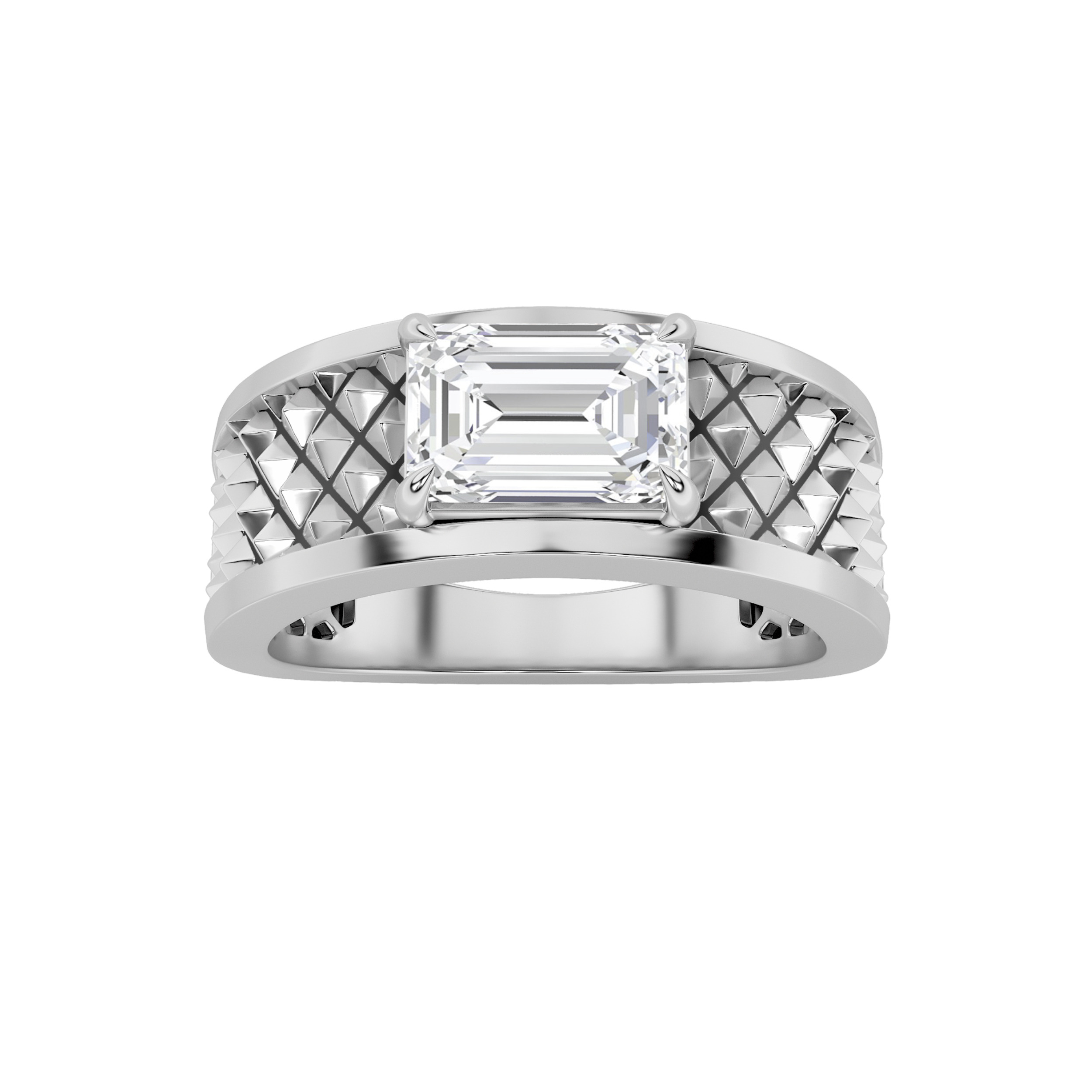 2Cttw Radiant Shaped Lab Grown Diamond (F/VS) Mens Ring in 14K Gold