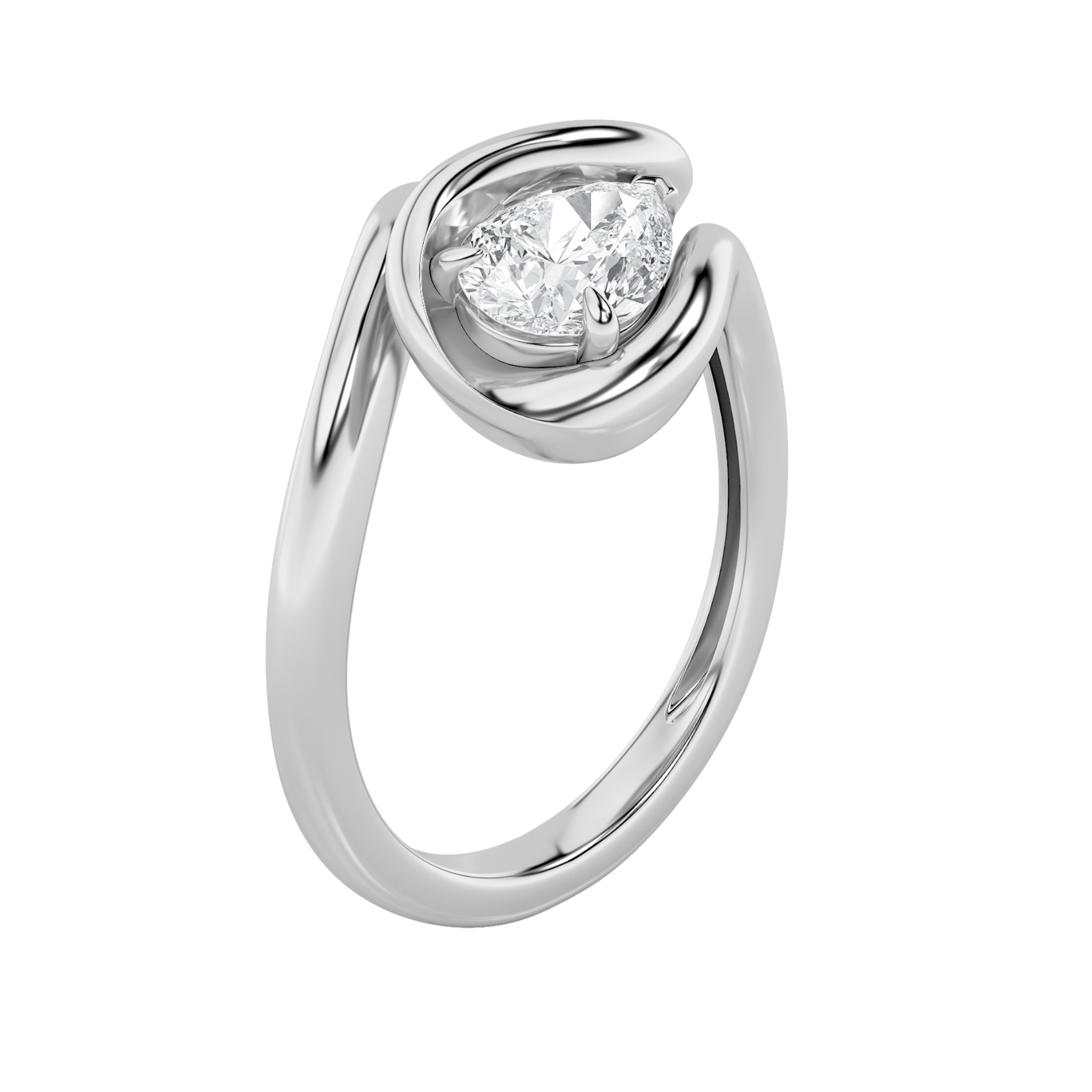 2Cttw Pear Shaped Lab Grown Diamond (F/VS) Two Stone Wave Inspired Fancy Ring in 14K Gold