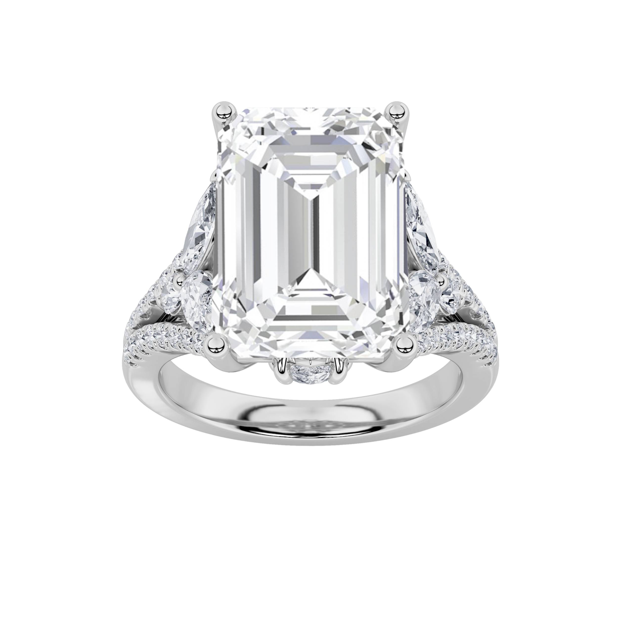 7.5Cttw Radiant Shaped Lab Grown Diamond (F/VS) Bold Accented Statement Engagement Ring in 14K Gold