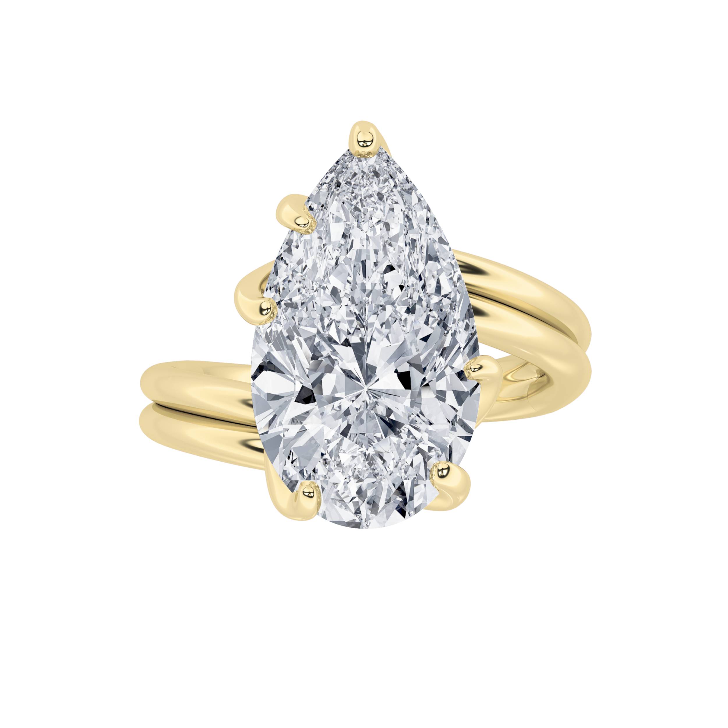 4Cttw Pear Shaped Lab Grown Diamond (F/VS) Solitaire Engagement Ring in 14K Gold