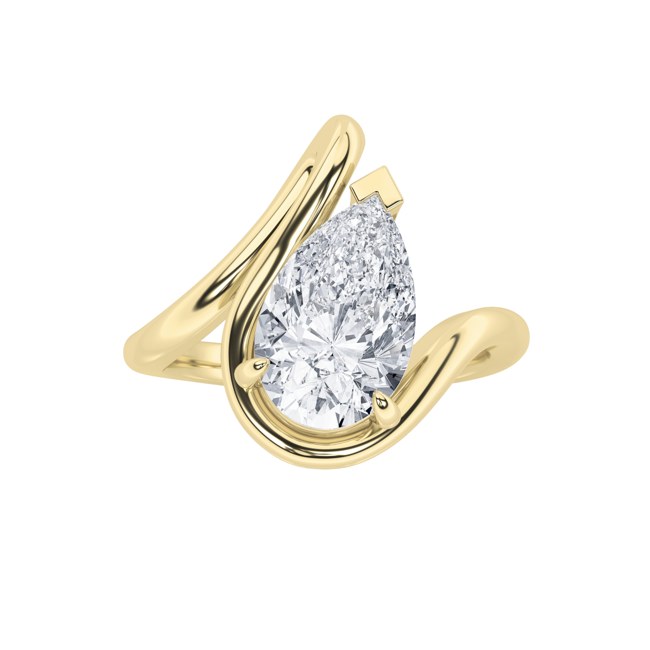 2Cttw Pear Shaped Lab Grown Diamond (F/VS)  Ring in 14K Gold