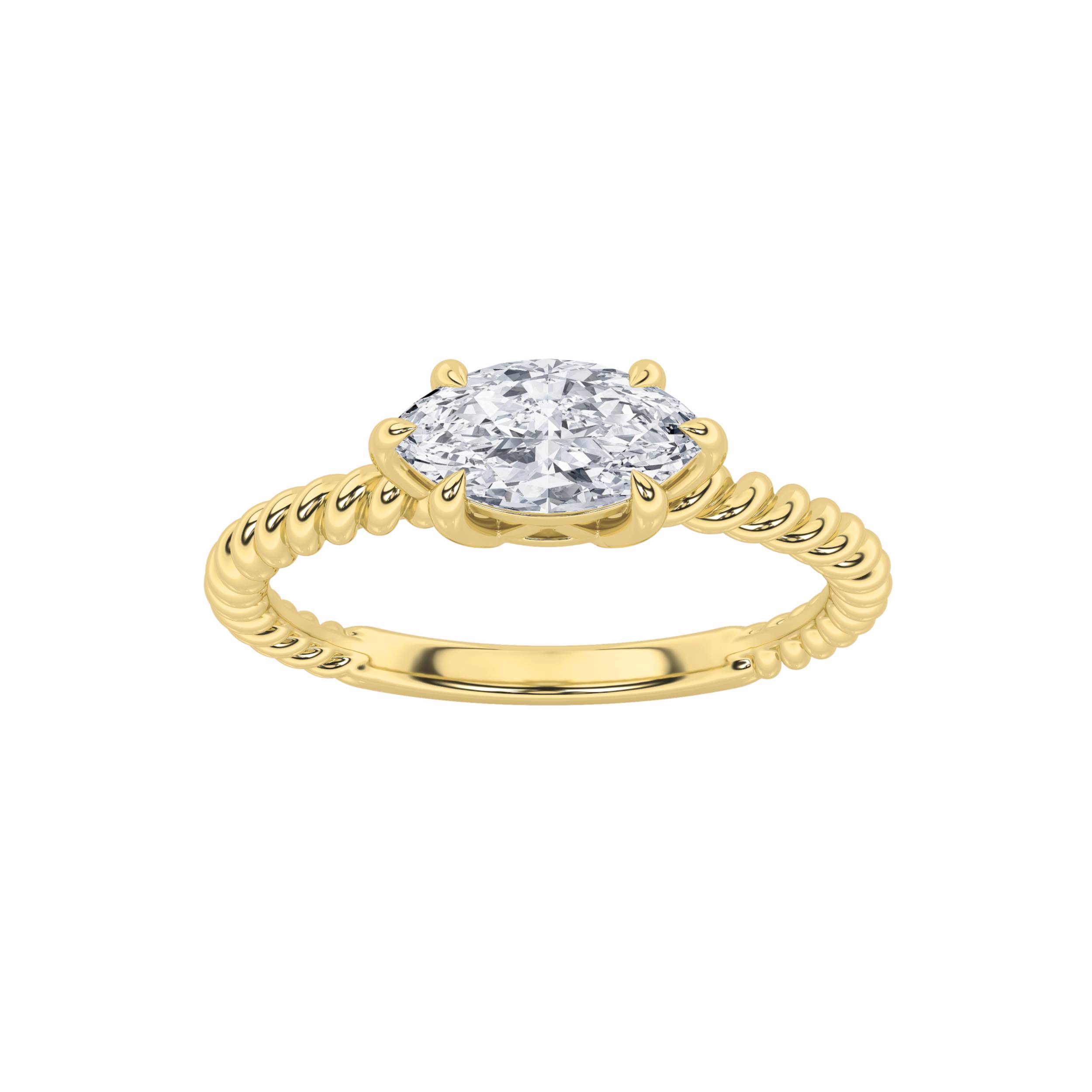 0.5Cttw Marquise Shaped Lab Grown Diamond (F/VS) Petite Solitaire Engagement RING in 14K Gold