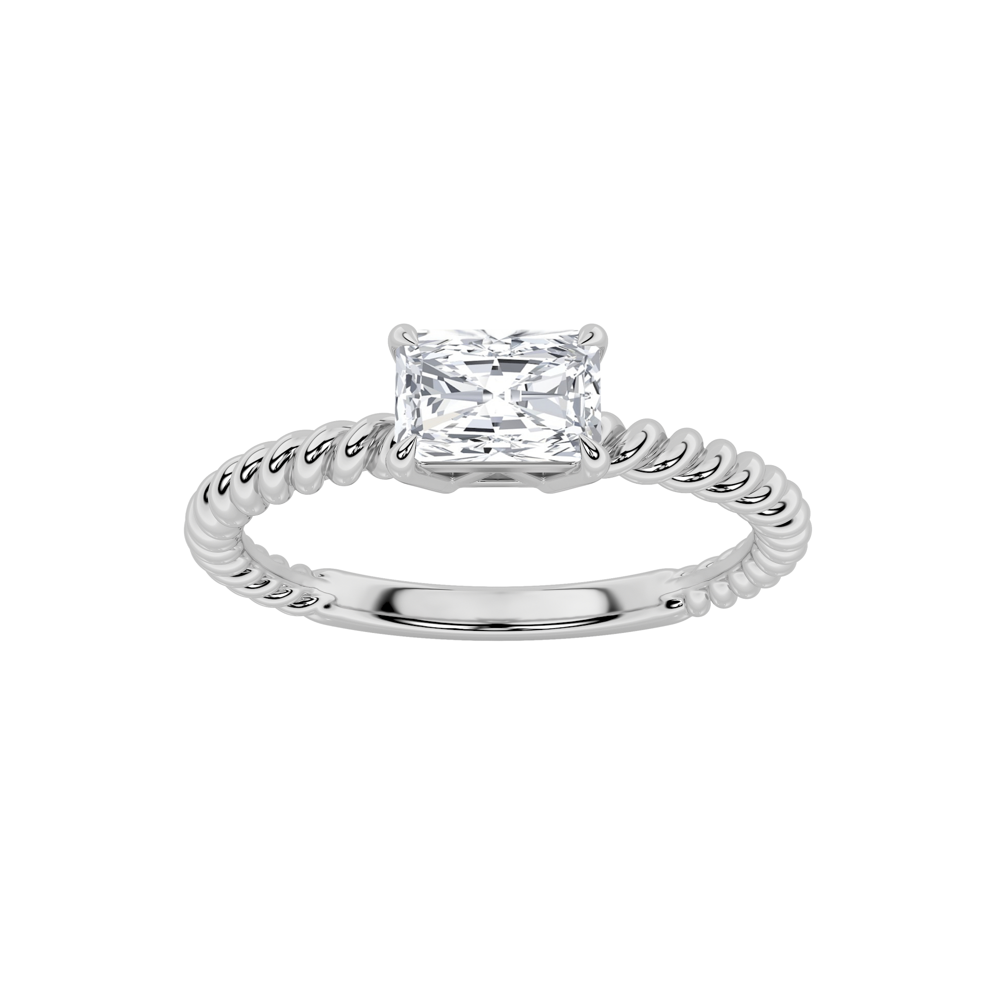 0.5Cttw Radiant Shaped Lab Grown Diamond (F/VS) Petite Solitaire Engagement RING in 14K Gold