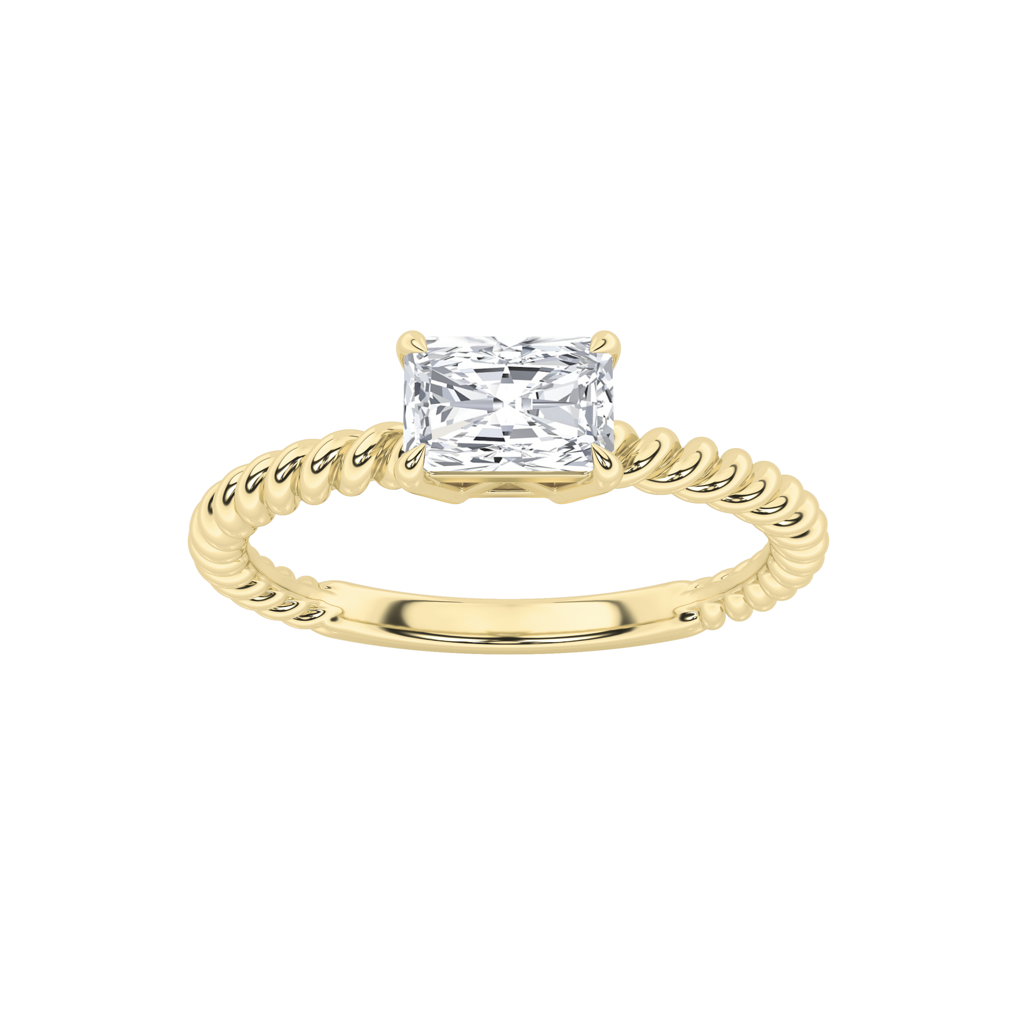 0.5Cttw Radiant Shaped Lab Grown Diamond (F/VS) Petite Solitaire Engagement RING in 14K Gold