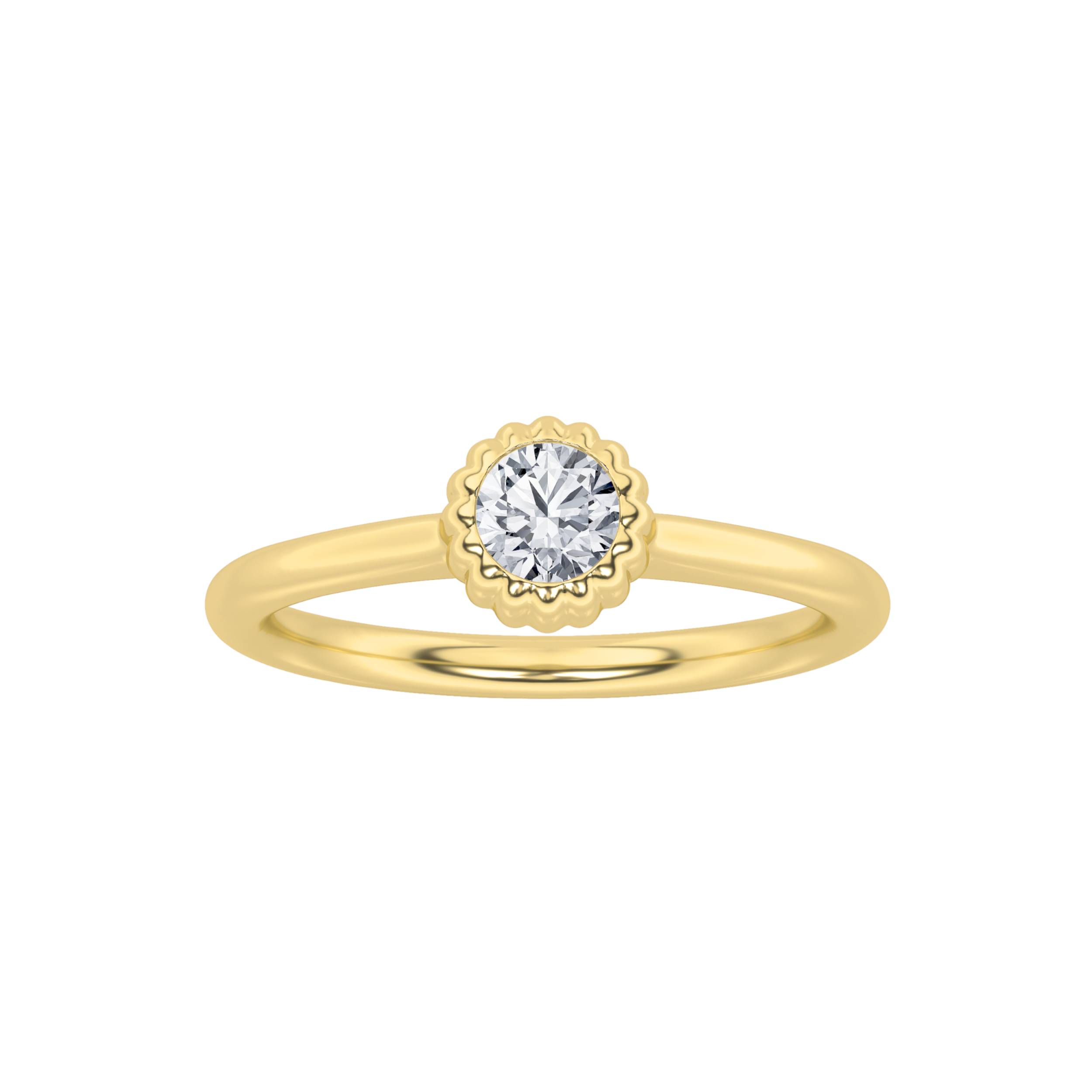 0.25Cttw Round Shaped Lab Grown Diamond (F/VS) Petite Solitaire Engagement RING in 14K Gold