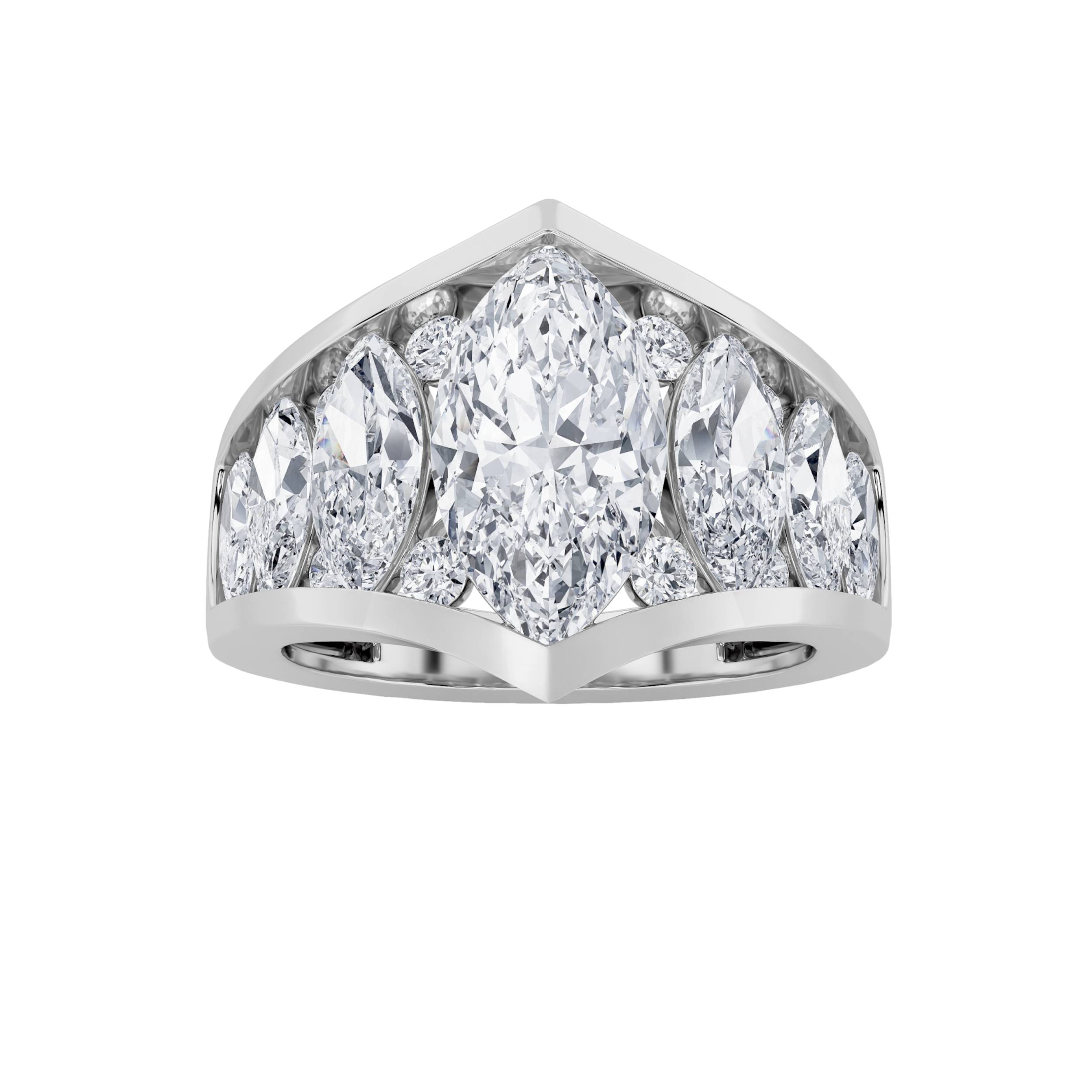 4.5Cttw Marquise Shaped Lab Grown Diamond (F/VS) Fashion Ring in 14K Gold