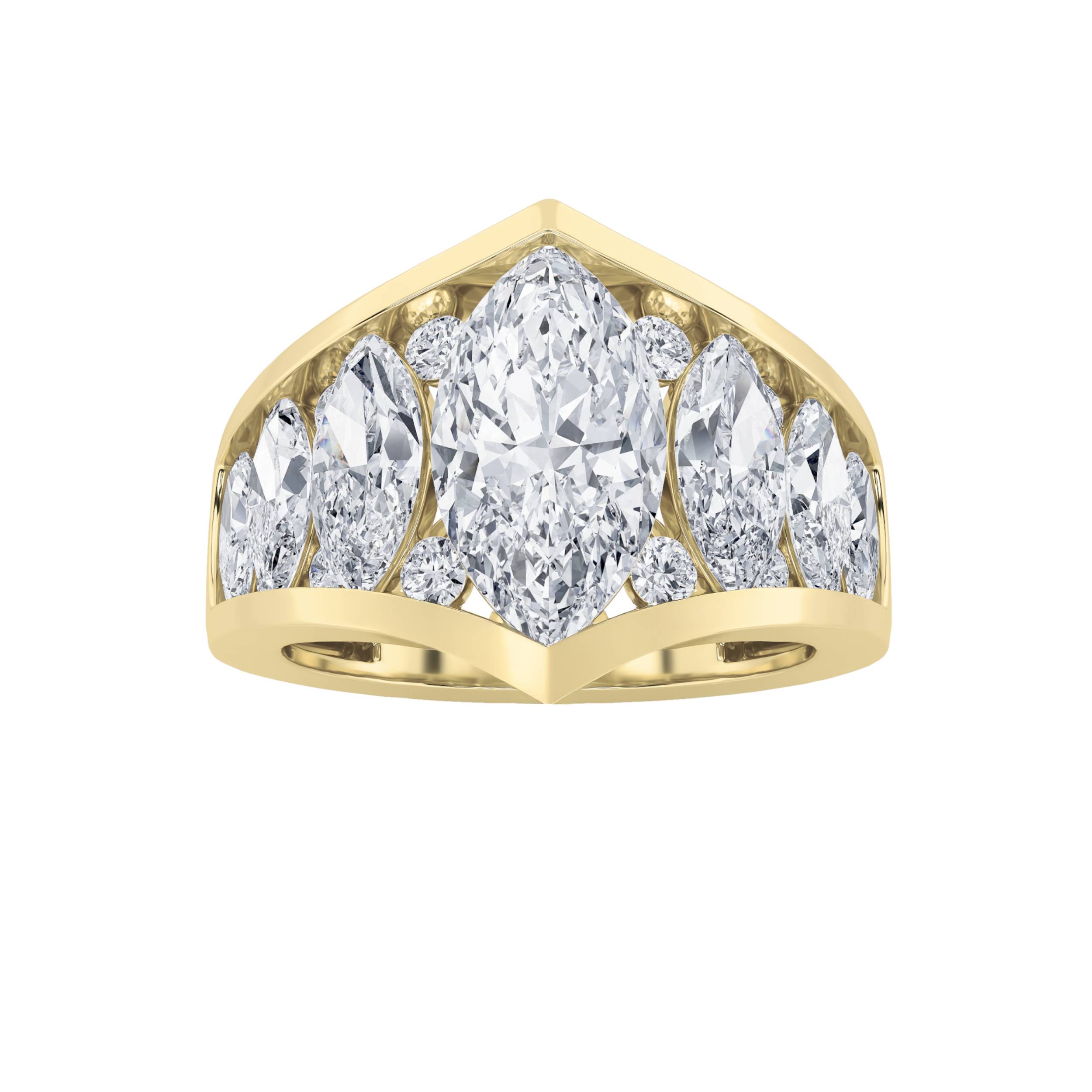 4.5Cttw Marquise Shaped Lab Grown Diamond (F/VS) Fashion Ring in 14K Gold