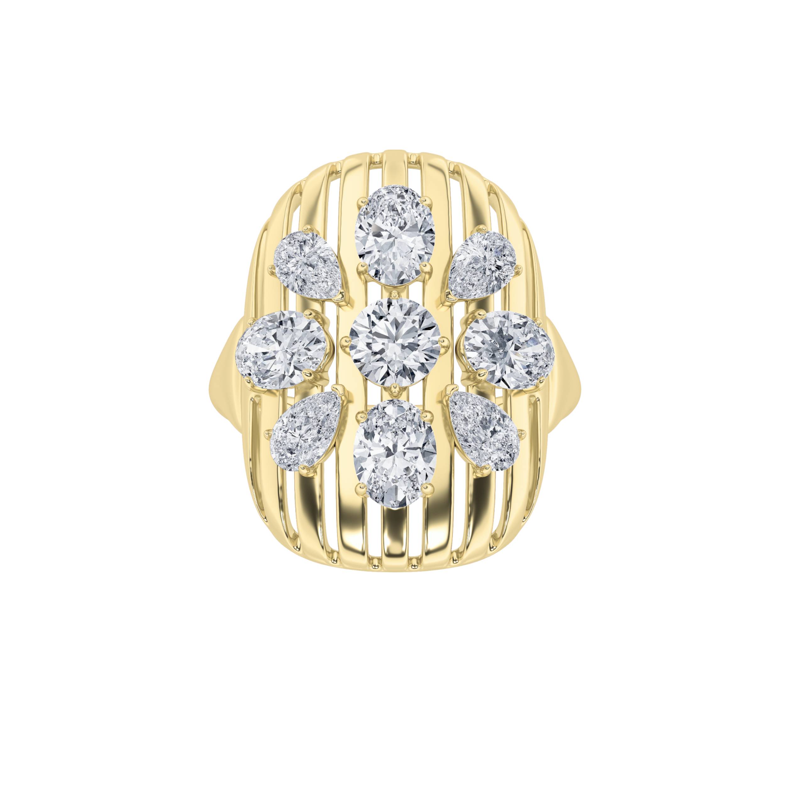 2Cttw Round Shaped Lab Grown Diamond (F/VS) Fashion Ring in 14K Gold