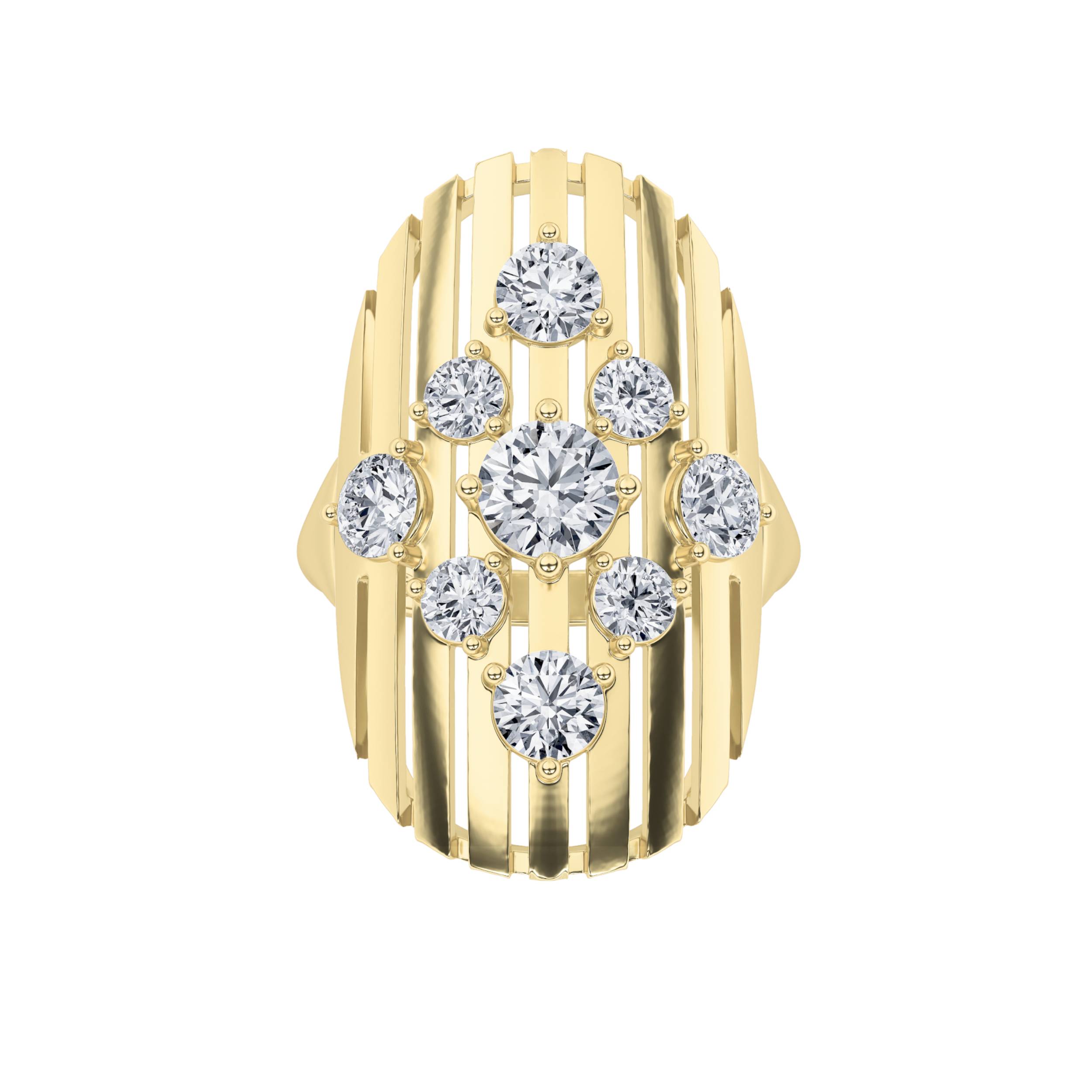 2Cttw Round Shaped Lab Grown Diamond (F/VS) Fashion Ring in 14K Gold