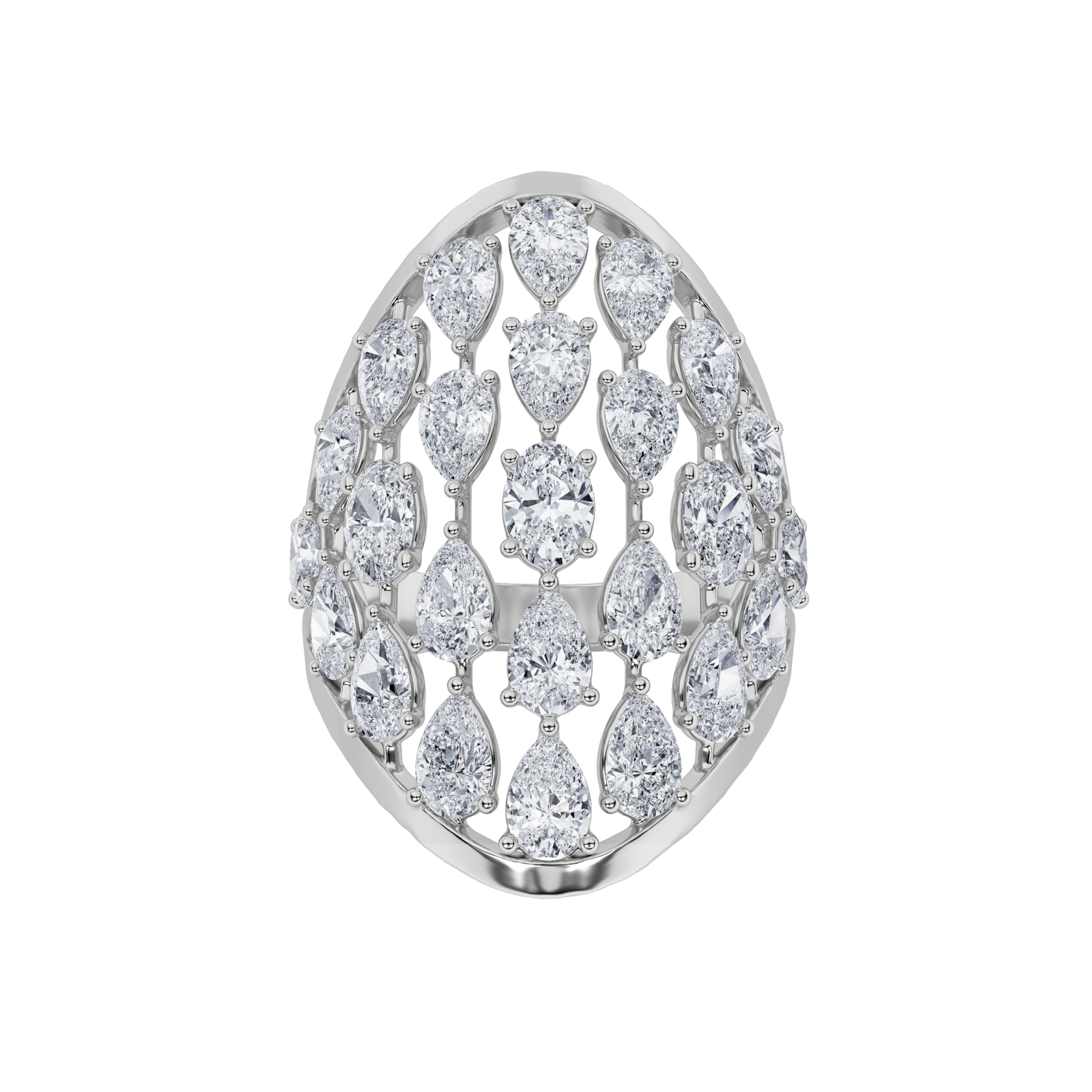 4Cttw Oval Shaped Lab Grown Diamond (F/VS) Bold Accented Statement Engagement Ring in 14K Gold