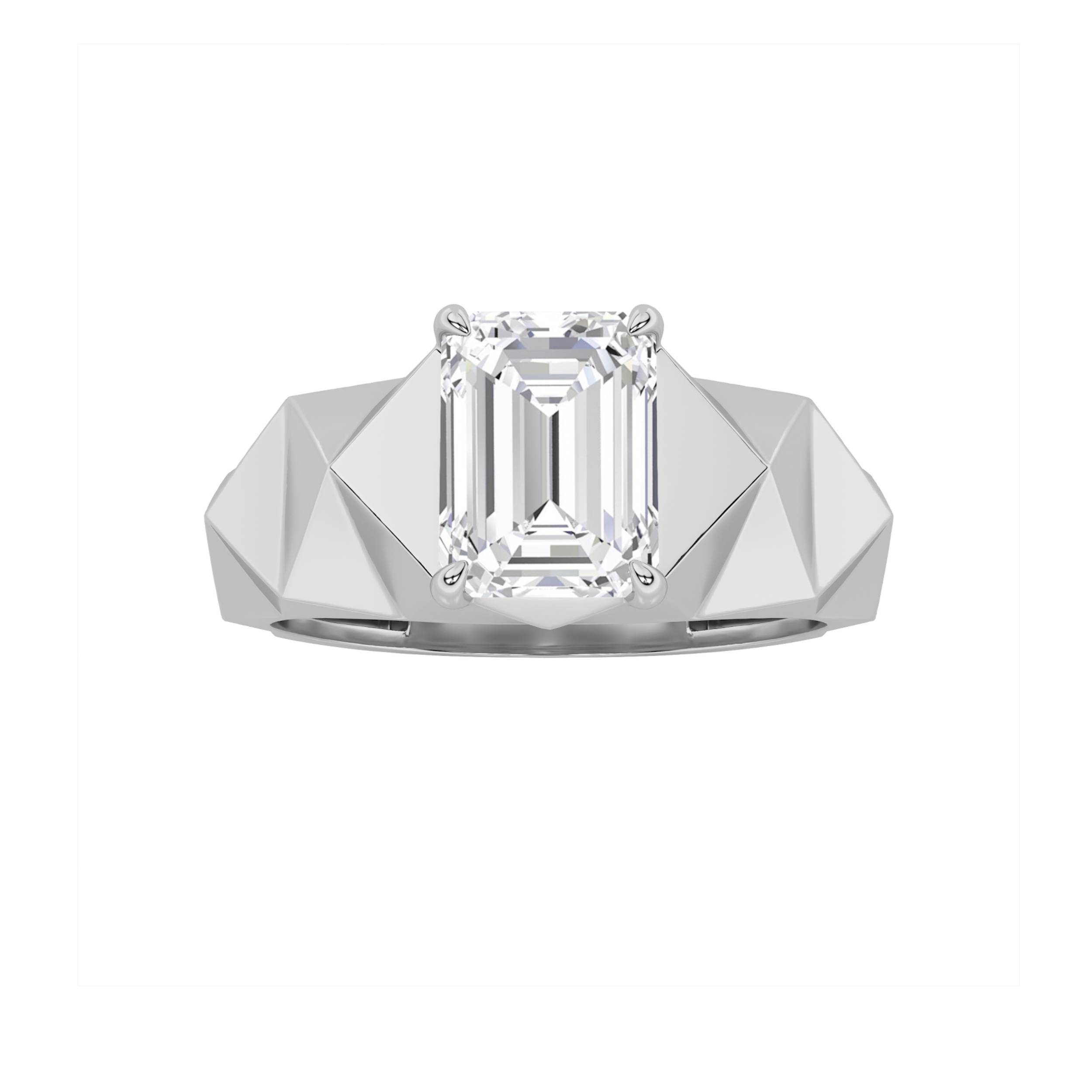 1.5Cttw Emerald Shaped Lab Grown Diamond (F/VS) Fashion Ring in 14K Gold