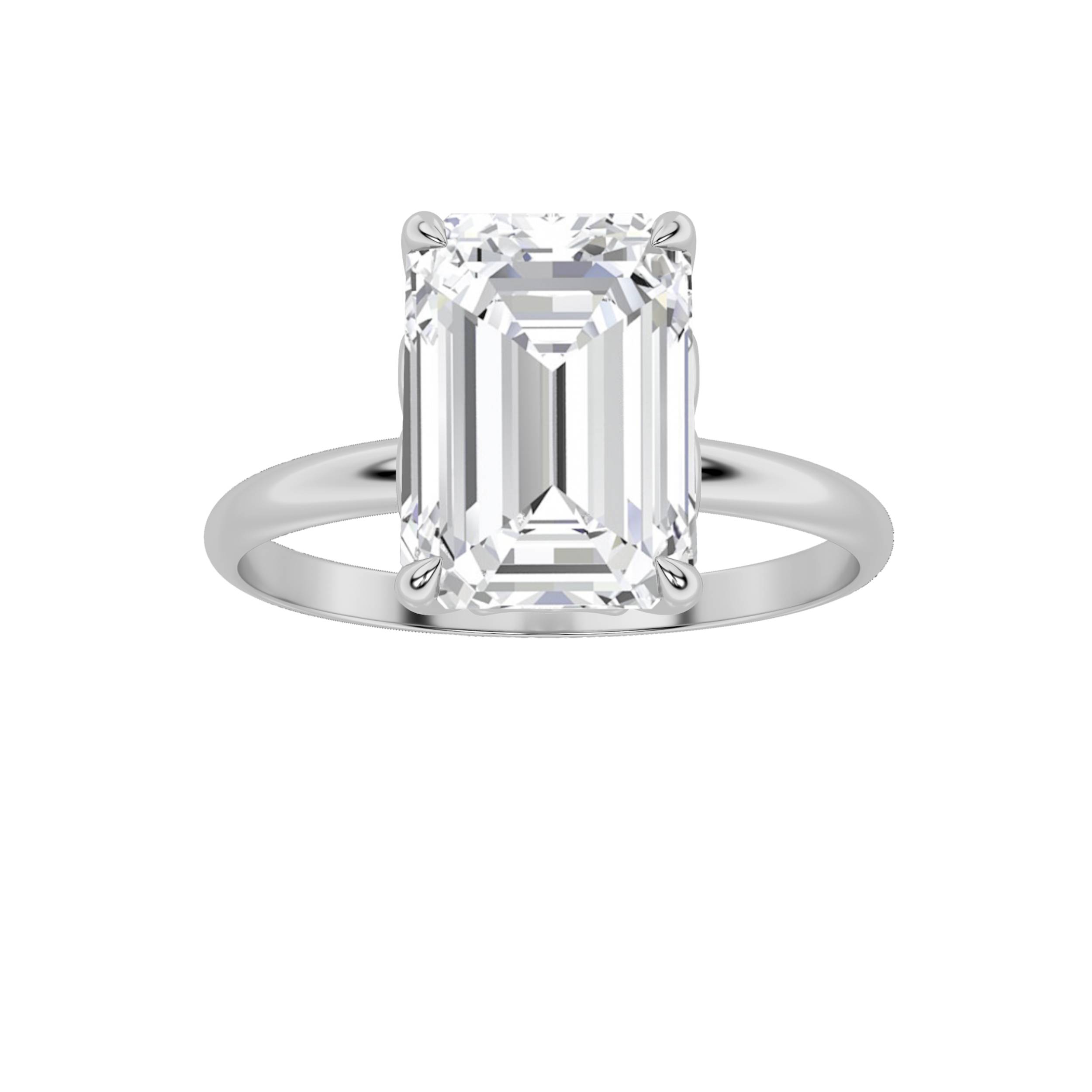 2Cttw Emerald Shaped Lab Grown Diamond (F/VS)  Ring in 14K Gold