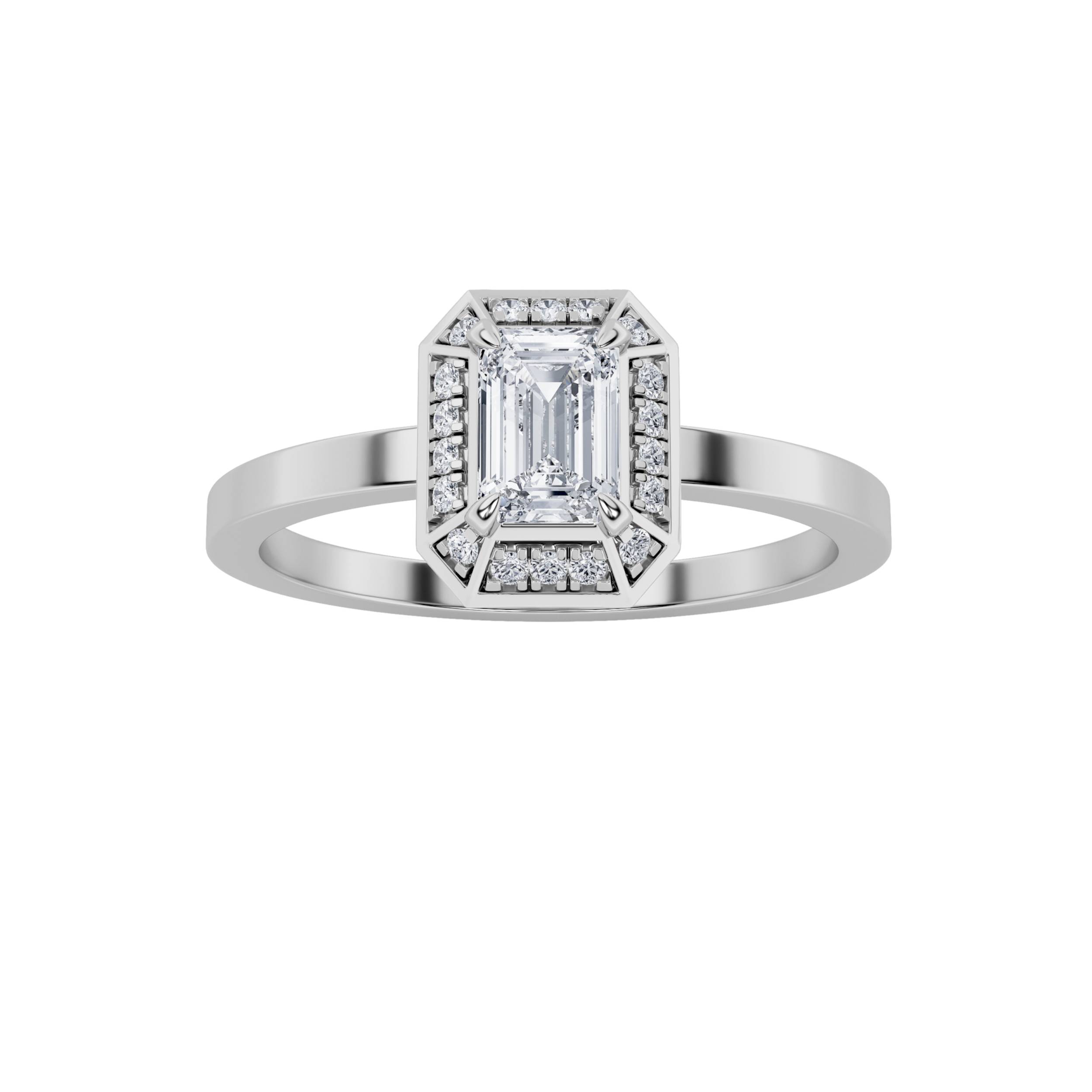 0.5Cttw Emerald Shaped Lab Grown Diamond (F/VS)  Ring in 14K Gold