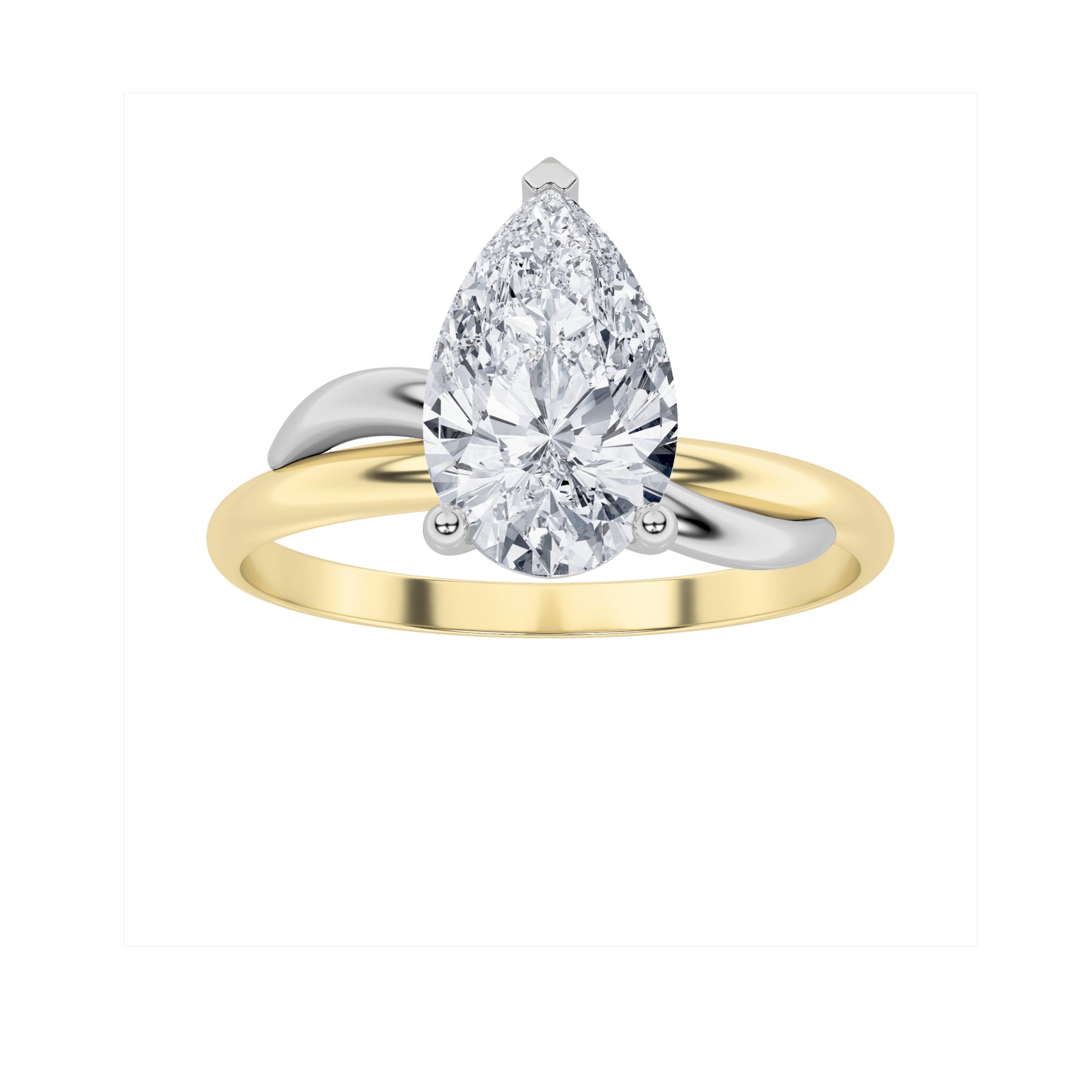 1Cttw Pear Shaped Lab Grown Diamond (F/VS)  Ring in 14K Gold