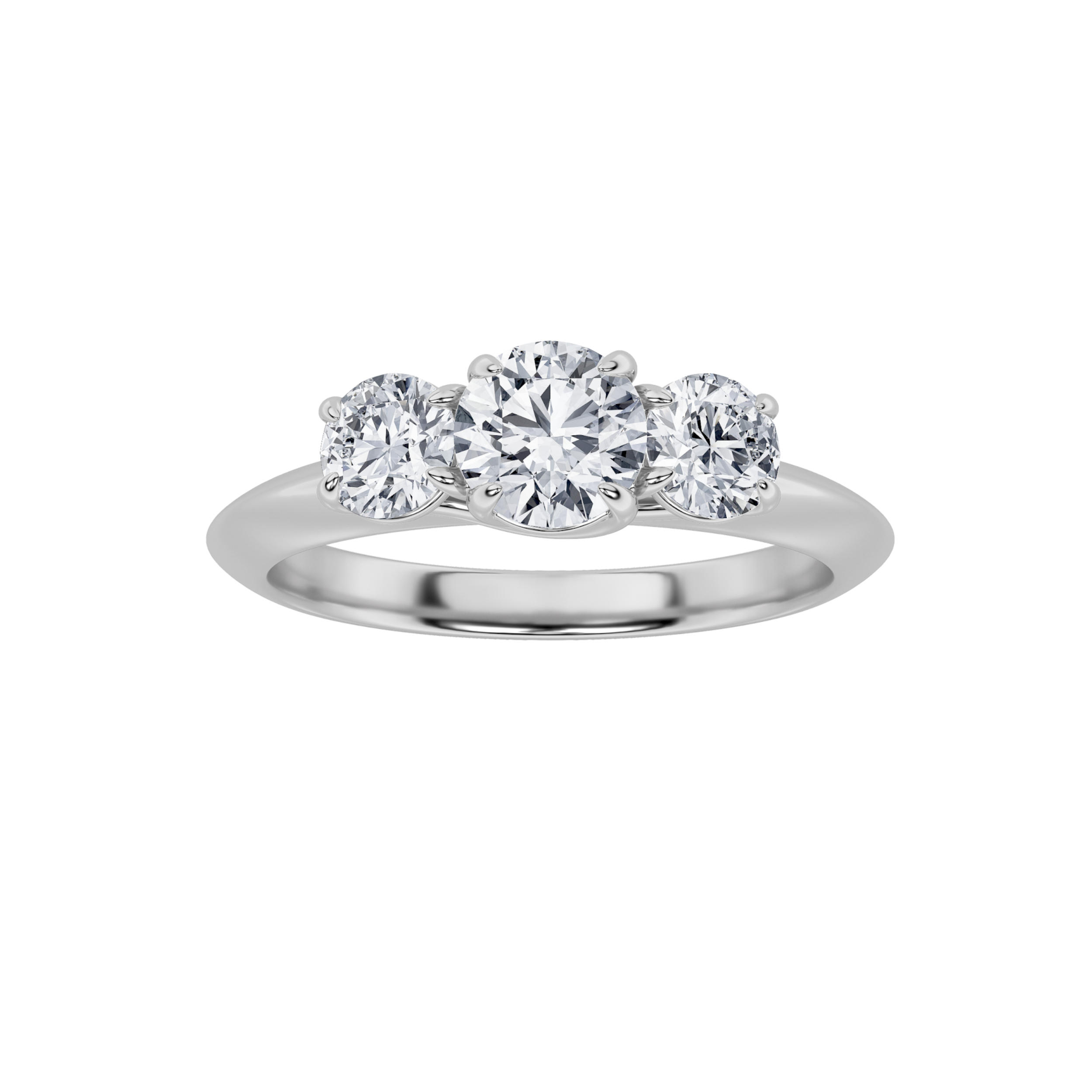 1Cttw Round Shaped Lab Grown Diamond (F/VS) Three Stone Ring in 14K Gold