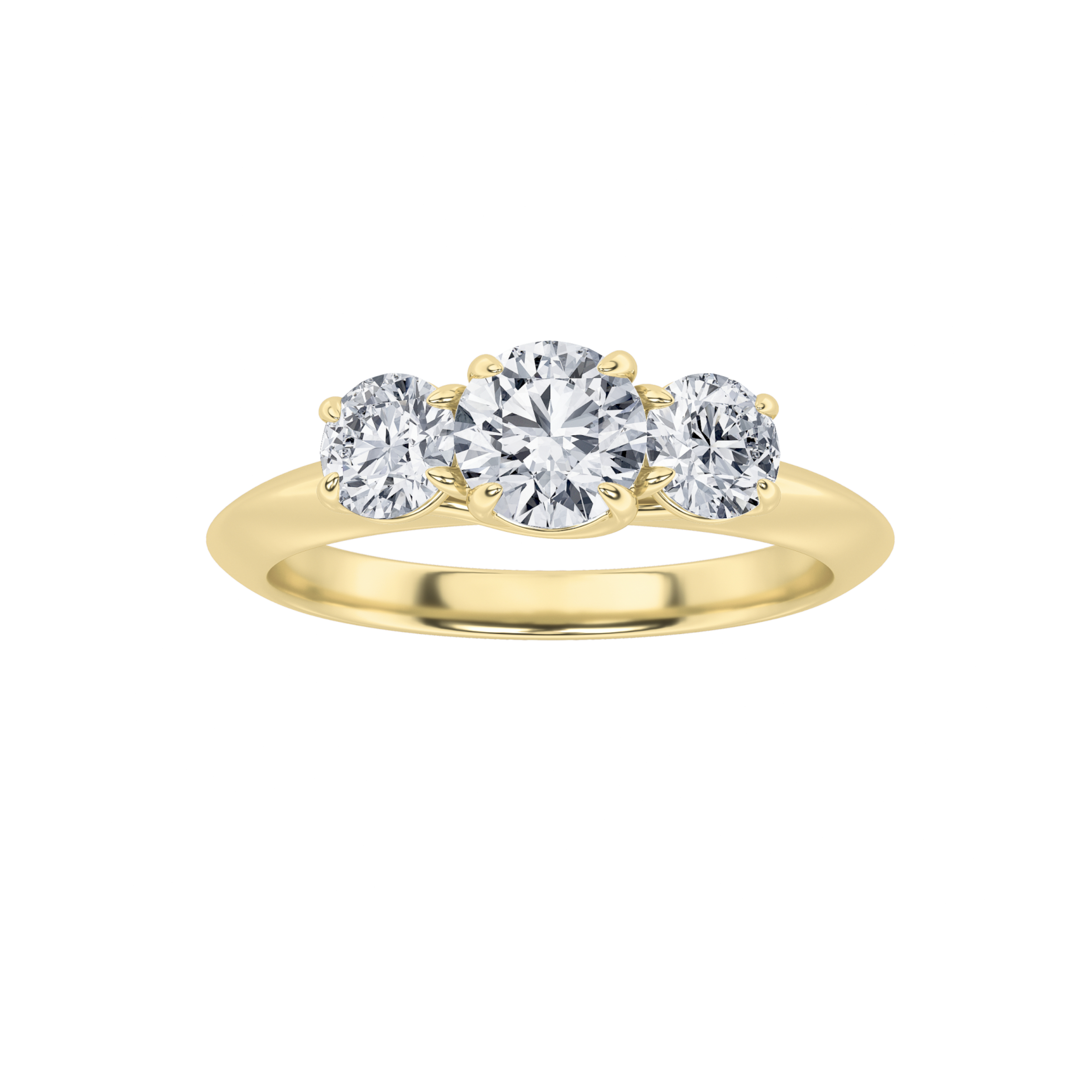 1Cttw Round Shaped Lab Grown Diamond (F/VS) Three Stone Ring in 14K Gold