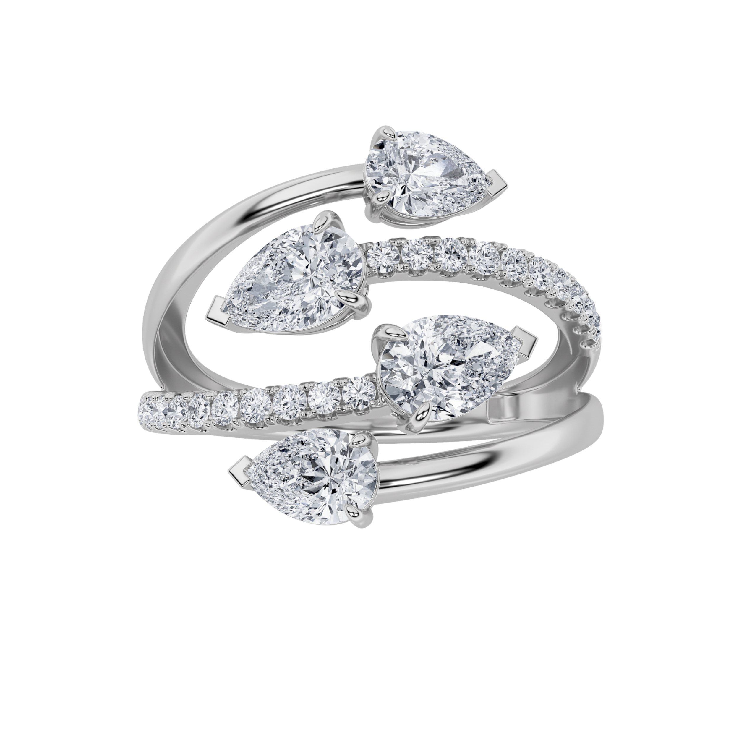 1.5Cttw Pear Shaped Lab Grown Diamond (F/VS)  Ring in 14K Gold