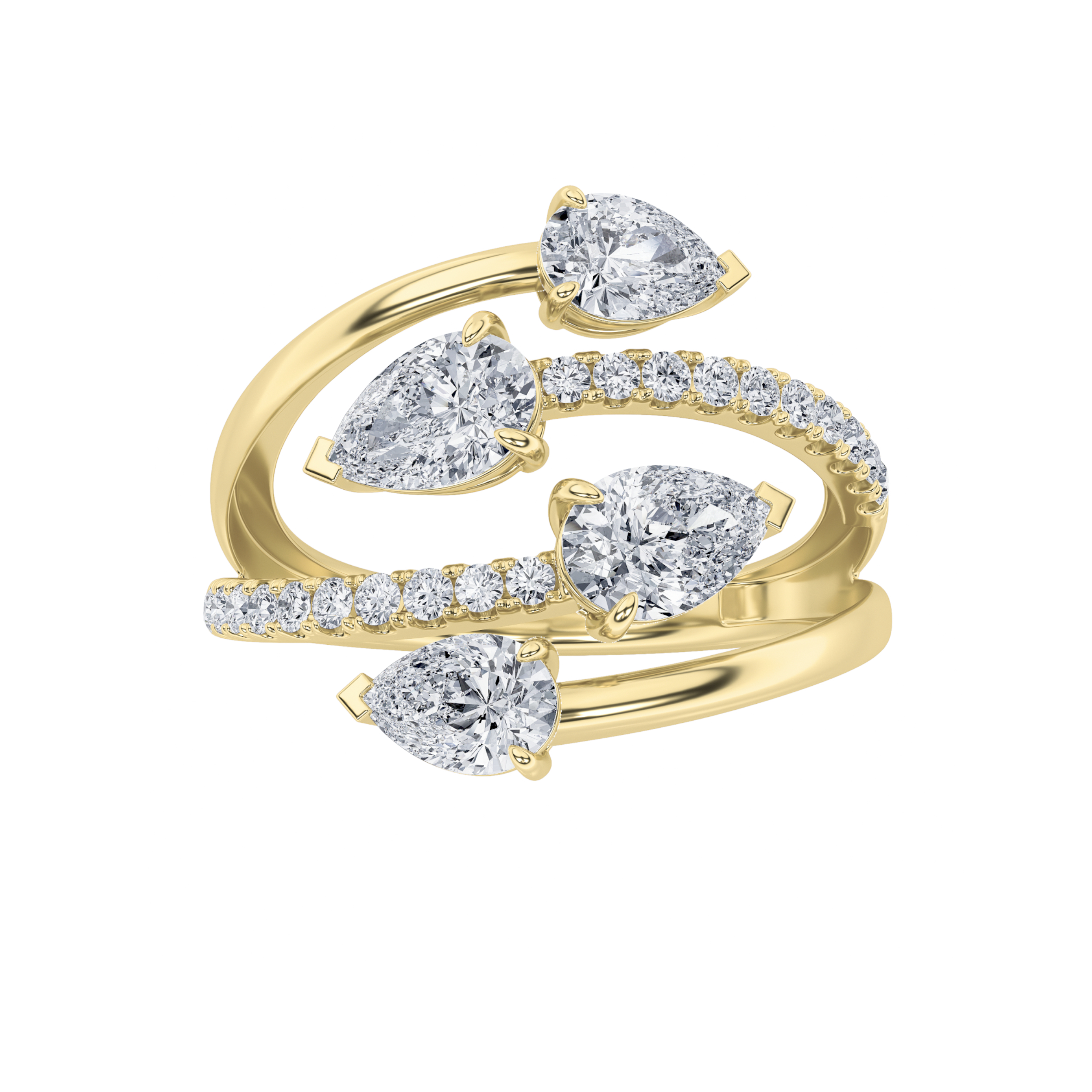 1.5Cttw Pear Shaped Lab Grown Diamond (F/VS)  Ring in 14K Gold