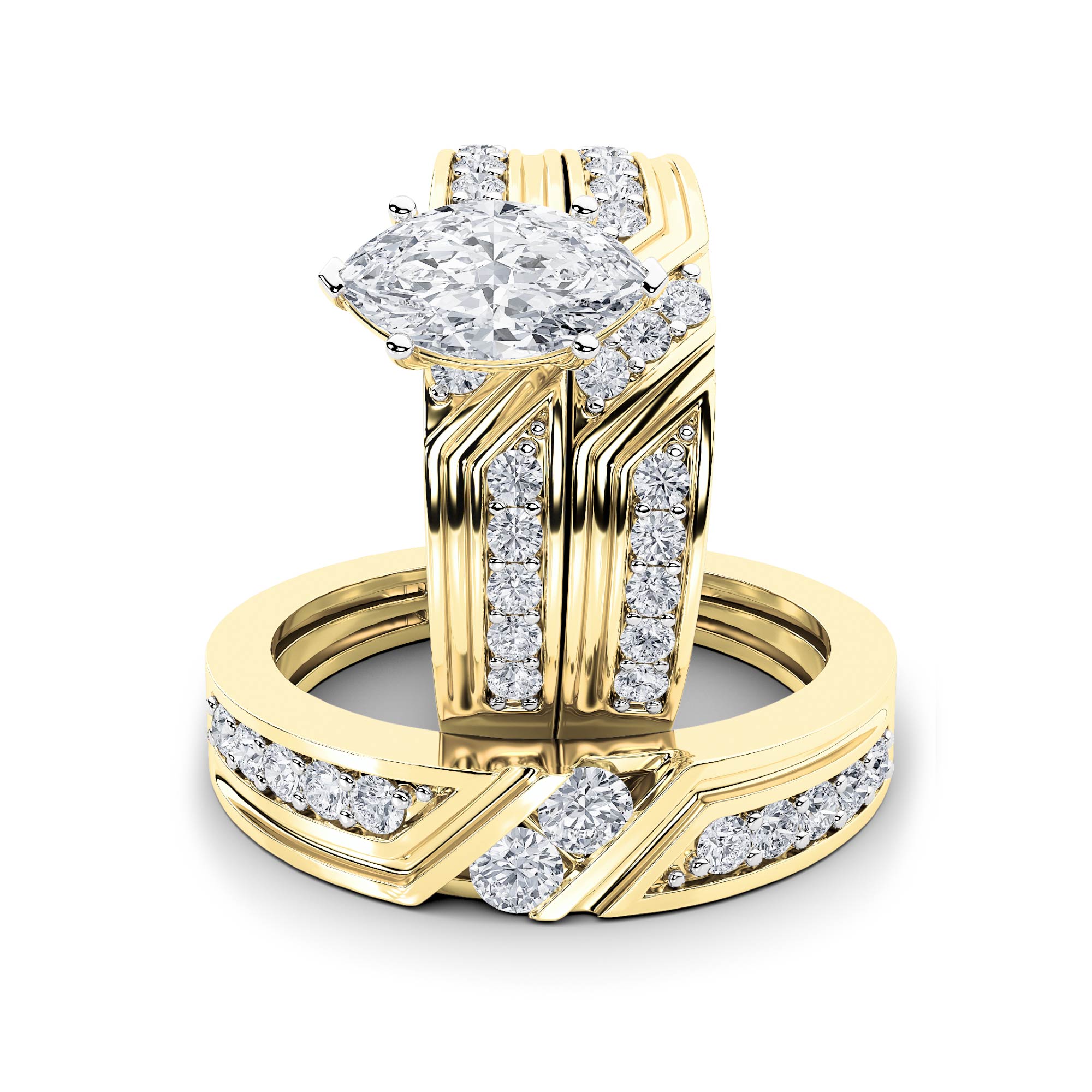 2Cttw Marquise Shaped Lab Grown Diamond (F/VS)  Ring in 14K Gold