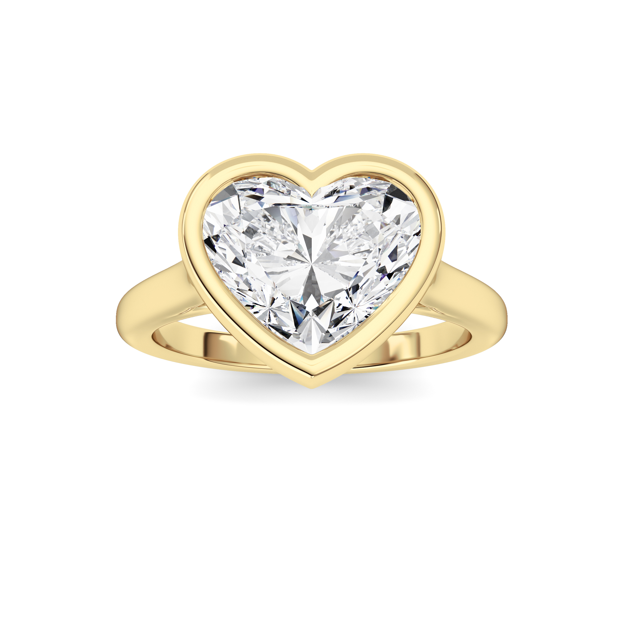 1Cttw Heart Shaped Lab Grown Diamond (F/VS) Bezel Set Solitaire RING in 14K Gold